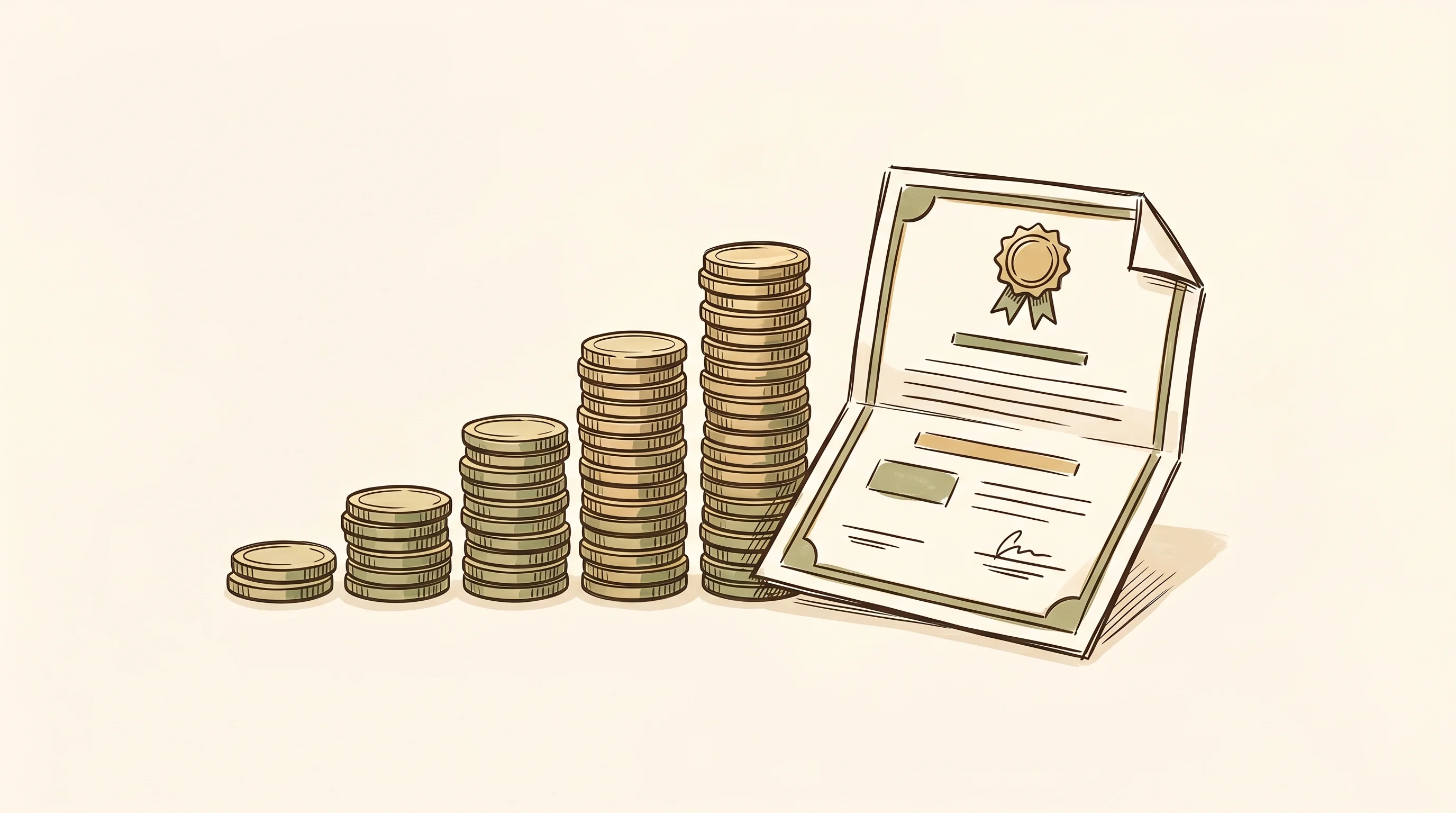 Digital illustration for article section "Money Matters" in "Channel Robotics' Handheld AI Robot Aims to Democratize Endoscopy" - A clean, minimal conceptual illustration representing financial growth and formal investment, featur...