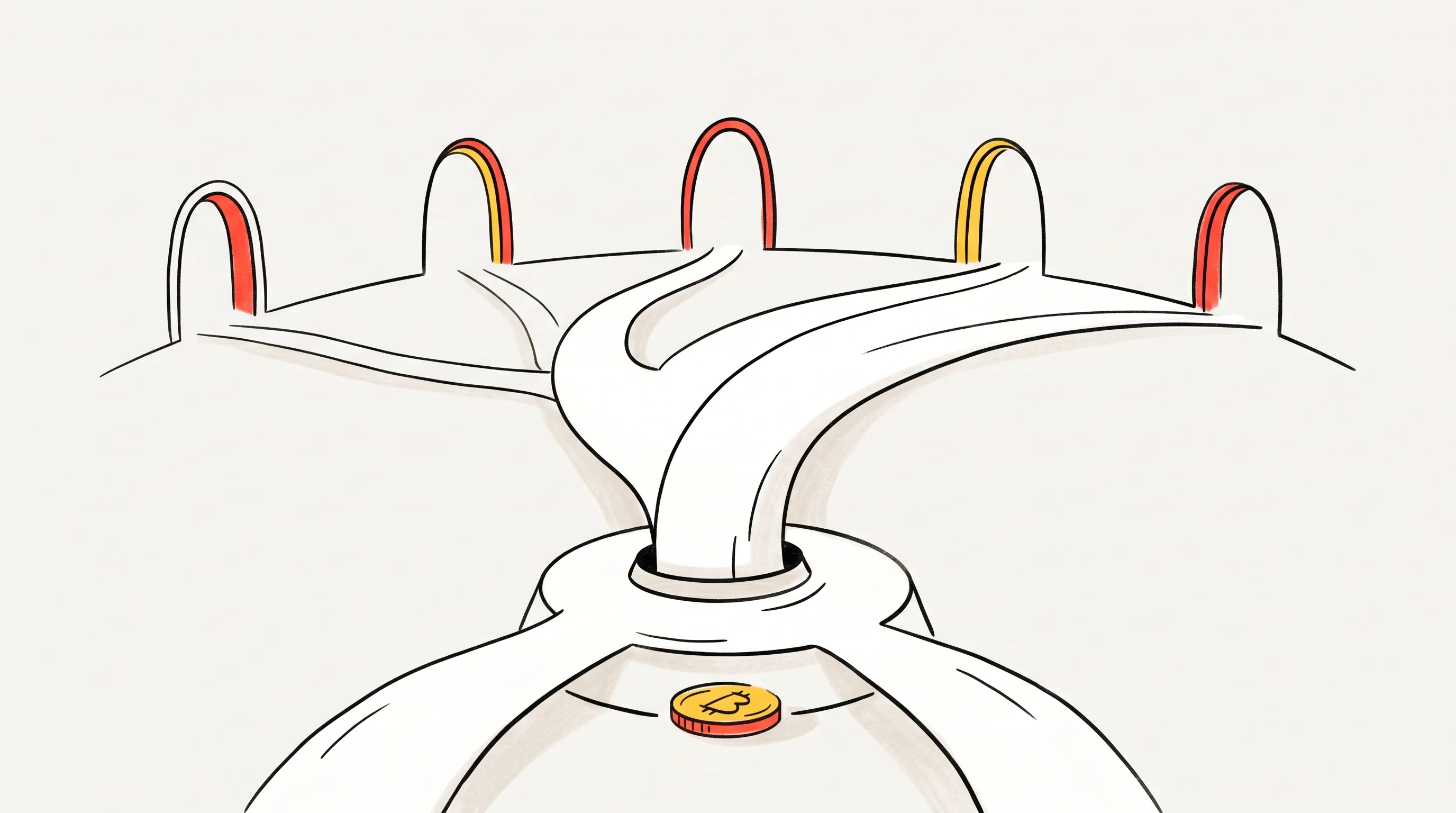 Digital illustration for article section "What Comes Next" in "EDGE Markets Raises $29M Series A for Gaming Payment Infrastructure" - A minimalist, conceptual illustration representing future platform integration and rollout, featurin...