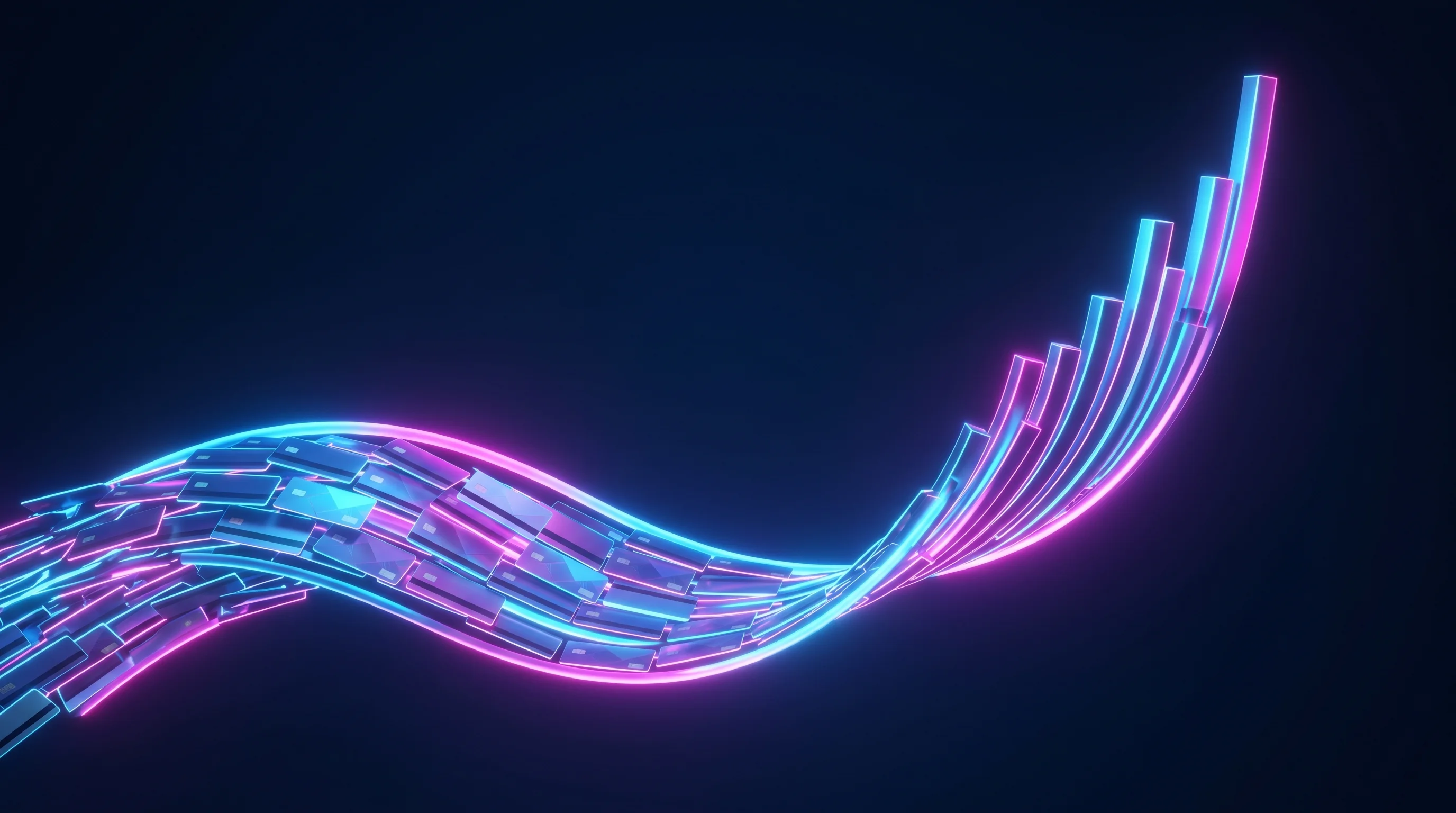 Digital illustration for article section "Riding a Consumer Credit Wave" in "Egyptian Fintech blnk Raises $37M to Scale POS Lending Nationwide" - A sleek, minimalist conceptual representation of a massive surge in consumer finance, featuring a si...