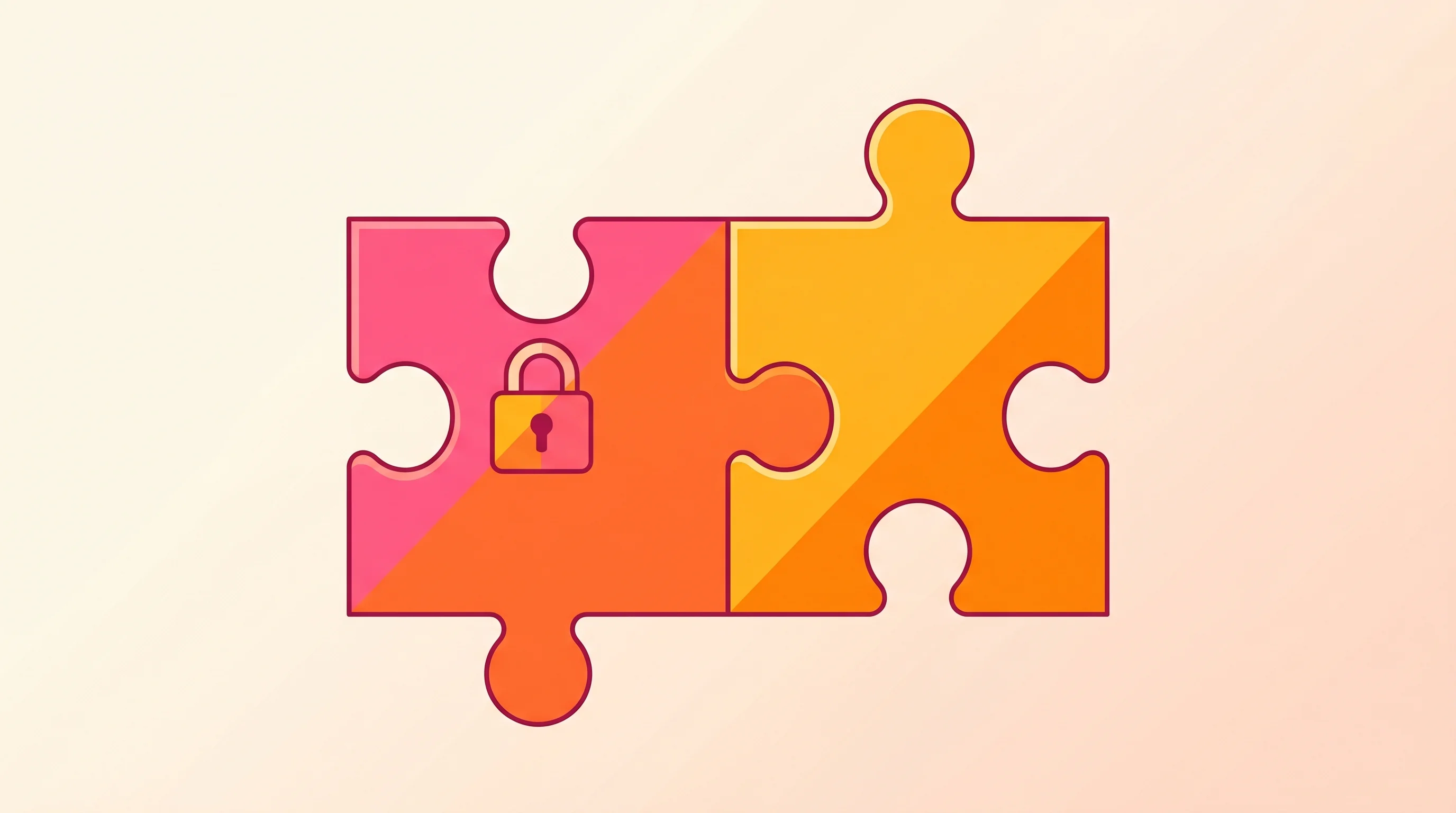 Digital illustration for article section "The Other Half of the Puzzle" in "The AI Memory Gold Rush: Inside the Race for Persistent Agent Identity" - A modern commercial illustration featuring a clean, minimalist composition of two large, abstract ge...