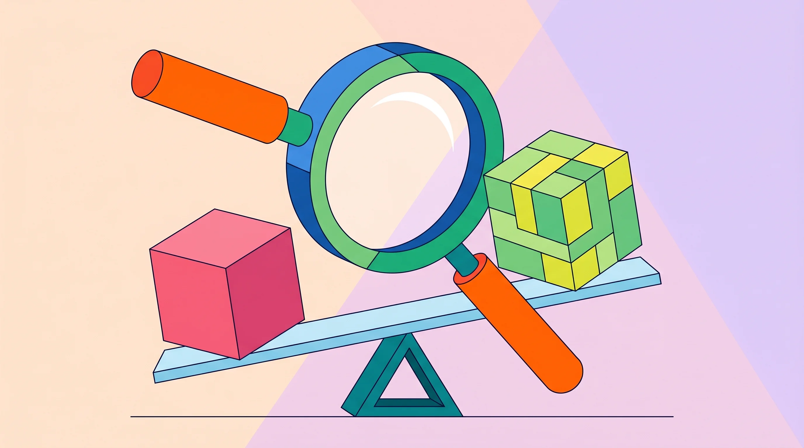 Digital illustration for article section "The Unsettled Question" in "Foresight's AI 'Digital Twins' Take Aim at $140B Market Research Industry" - A conceptual, minimalist illustration representing the unsettled question of balancing traditional r...
