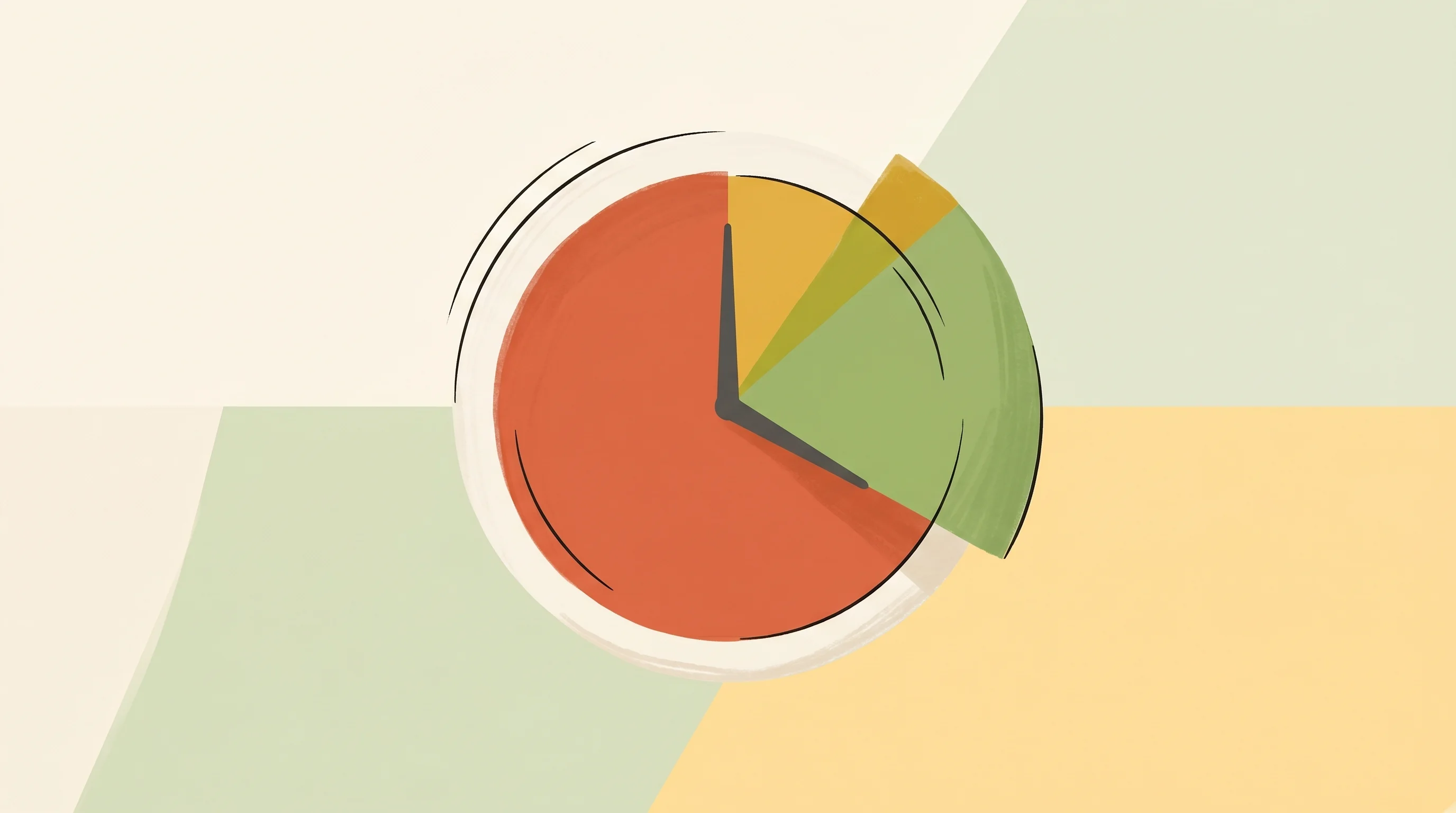 Digital illustration for article section "Content Section 2" in "Billables AI Raises $10M Series A to Automate Legal Timekeeping" - A minimalist illustration of an elegant, abstract clock face where a distinct 30-percent wedge is dy...