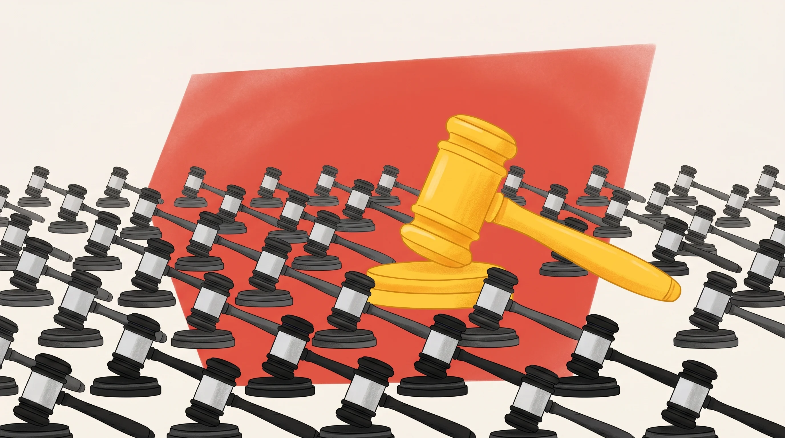 Digital illustration for article section "Content Section 4" in "Billables AI Raises $10M Series A to Automate Legal Timekeeping" - A minimalist illustration of a single, vibrant yellow modern legal gavel standing out distinctly fro...