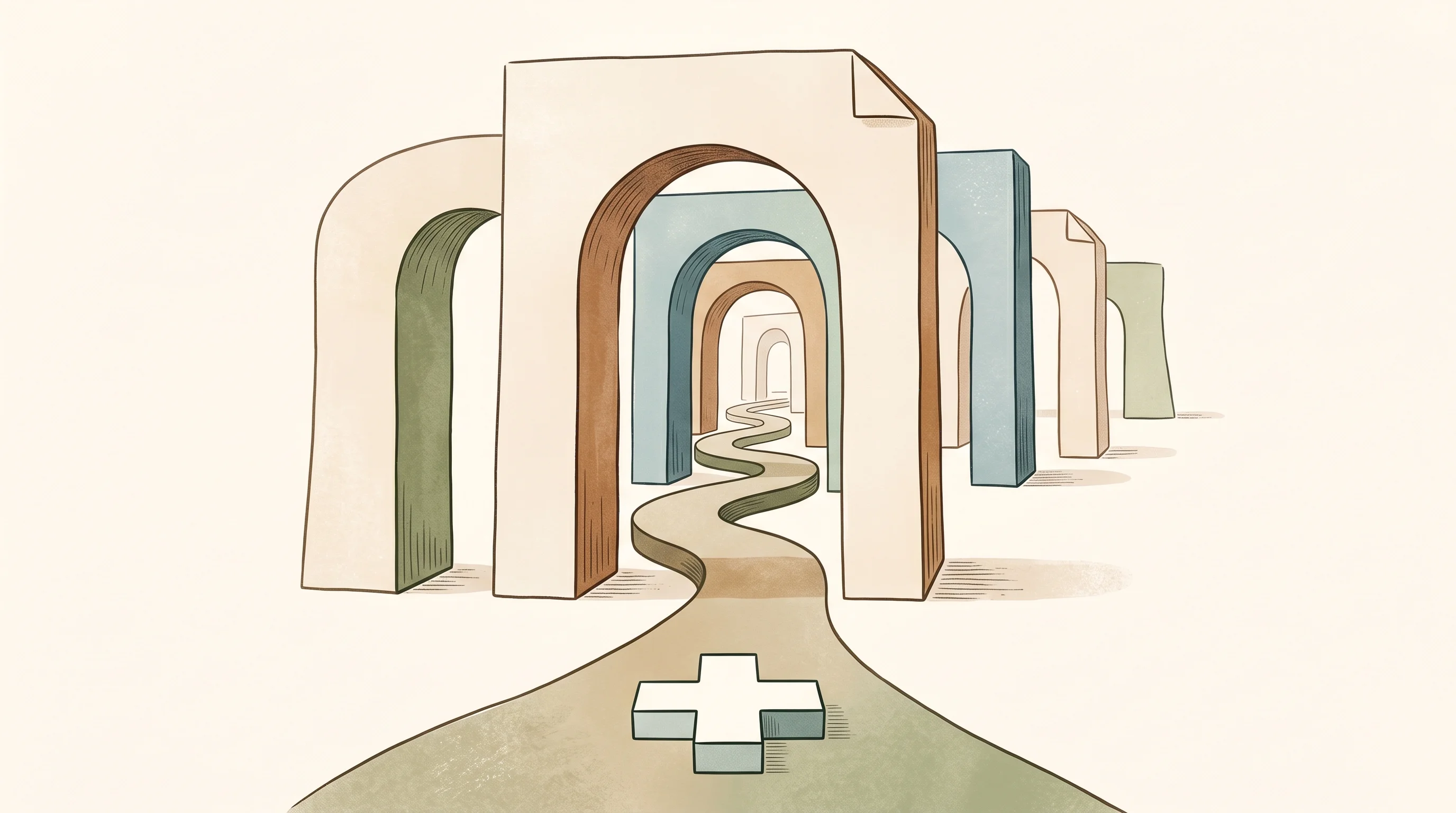 Digital illustration for article section "The Regulatory Gauntlet" in "TRAICK Raises $1.5M Seed for AI-Powered Ultrasound Diagnostics" - A conceptual, minimalist illustration representing the grueling regulatory gauntlet of medical innov...