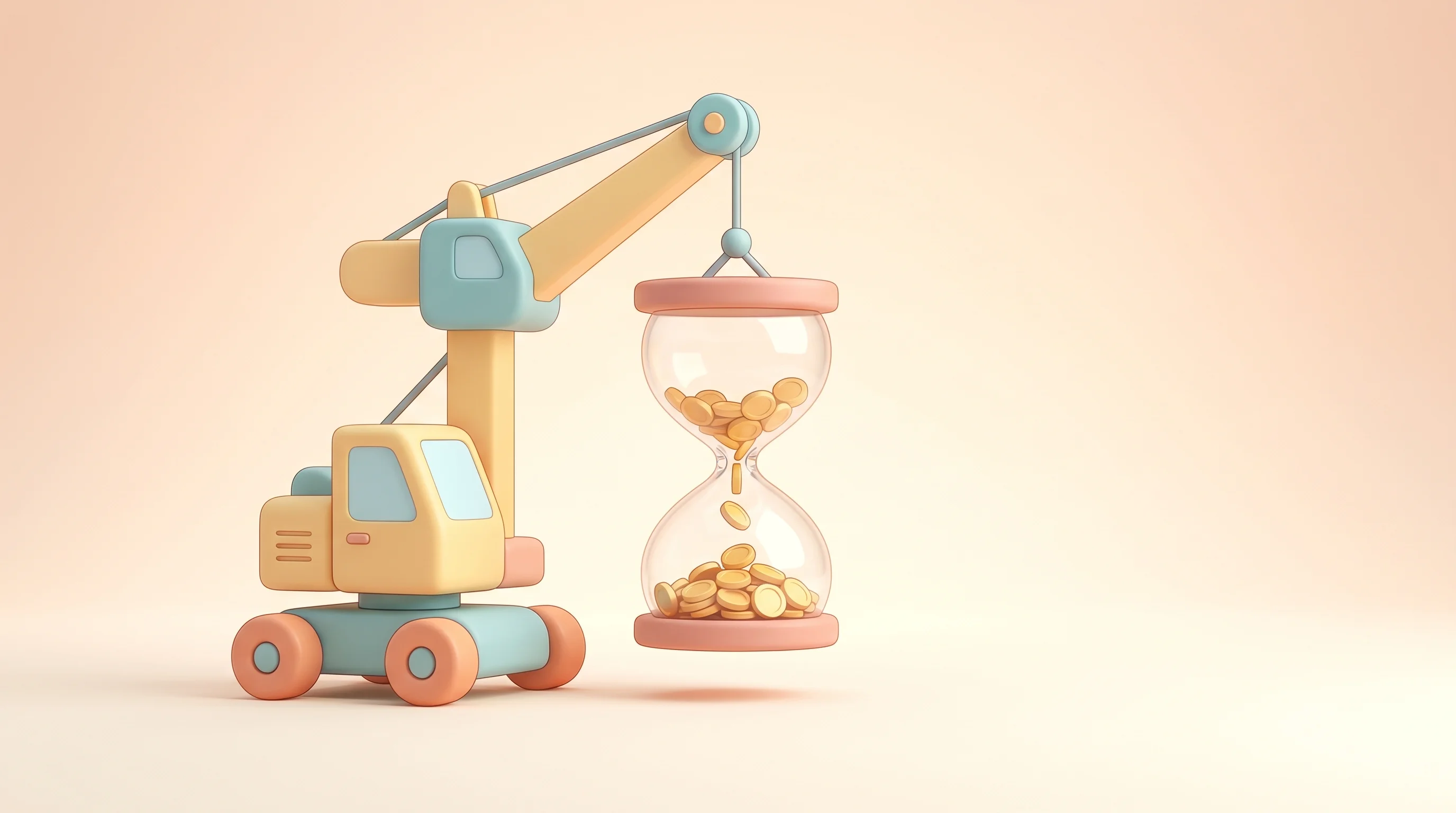 Digital illustration for article section "Timing and the Payment Problem" in "Earlytrade Raises $14.2M Series A for Construction Payments Marketplace" - A conceptual, minimalist illustration representing payment delays in the construction industry, feat...