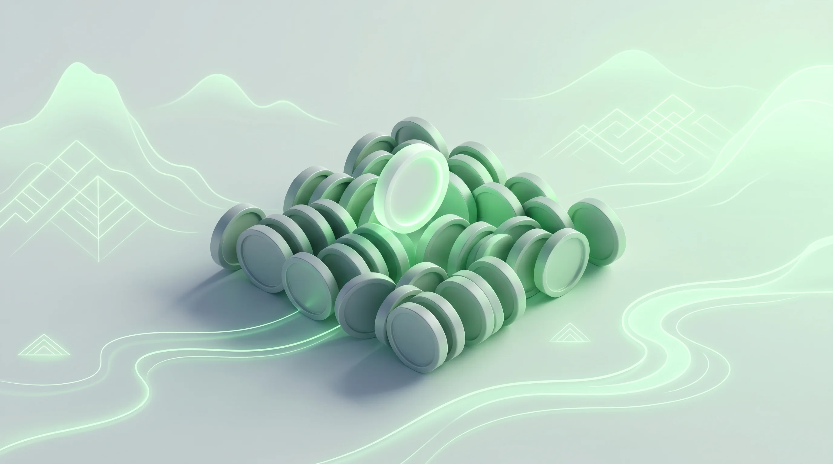Digital illustration for article section "A Crowded Field Gets More Crowded" in "PointFive Lands $60M Series B as AI Costs Surge Across Enterprises" - A clean, minimal, and conceptual composition illustrating a densely crowded market of competitors, r...