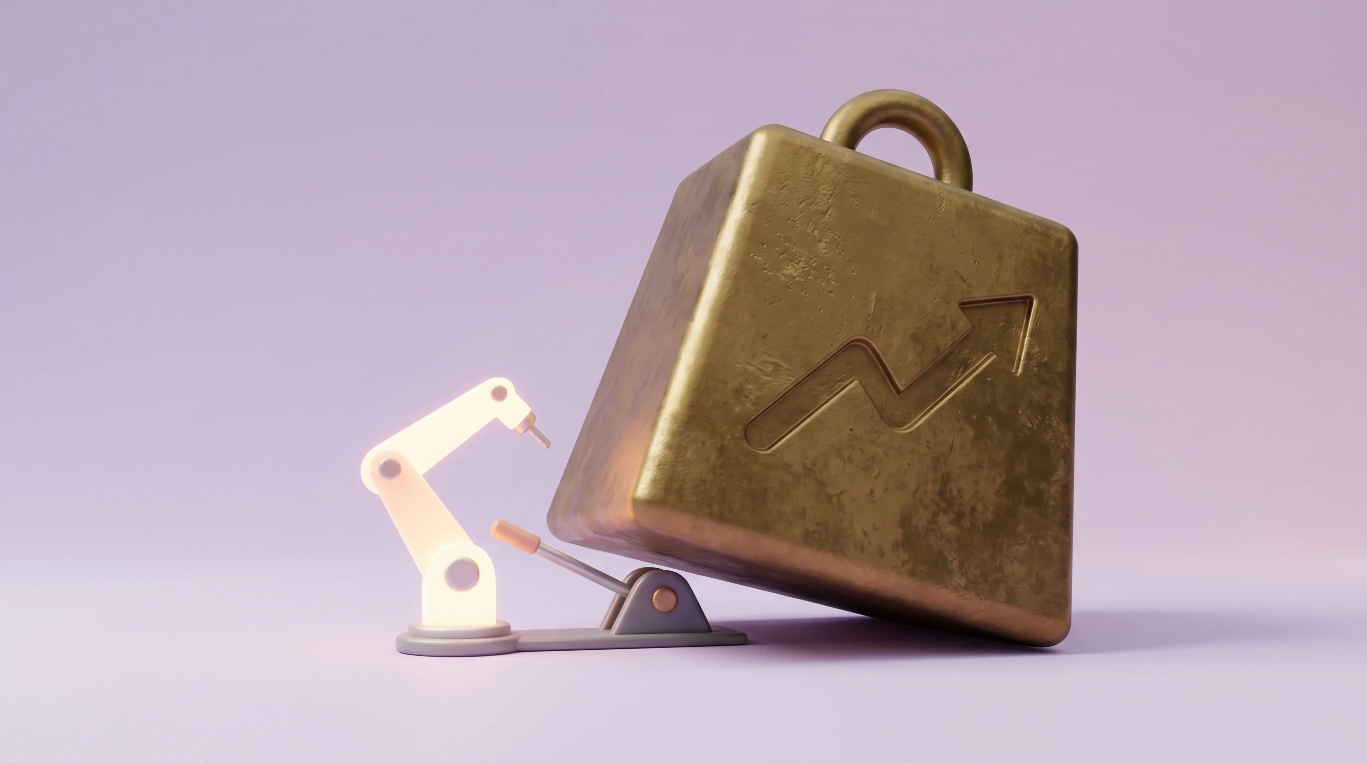 Digital illustration for article section "The Efficiency Paradox" in "Stockholm's Lovable Hits $500M Revenue Run-Rate 18 Months After Launch" - A minimalist, conceptual 3D miniature diorama illustrating extreme business efficiency and AI levera...