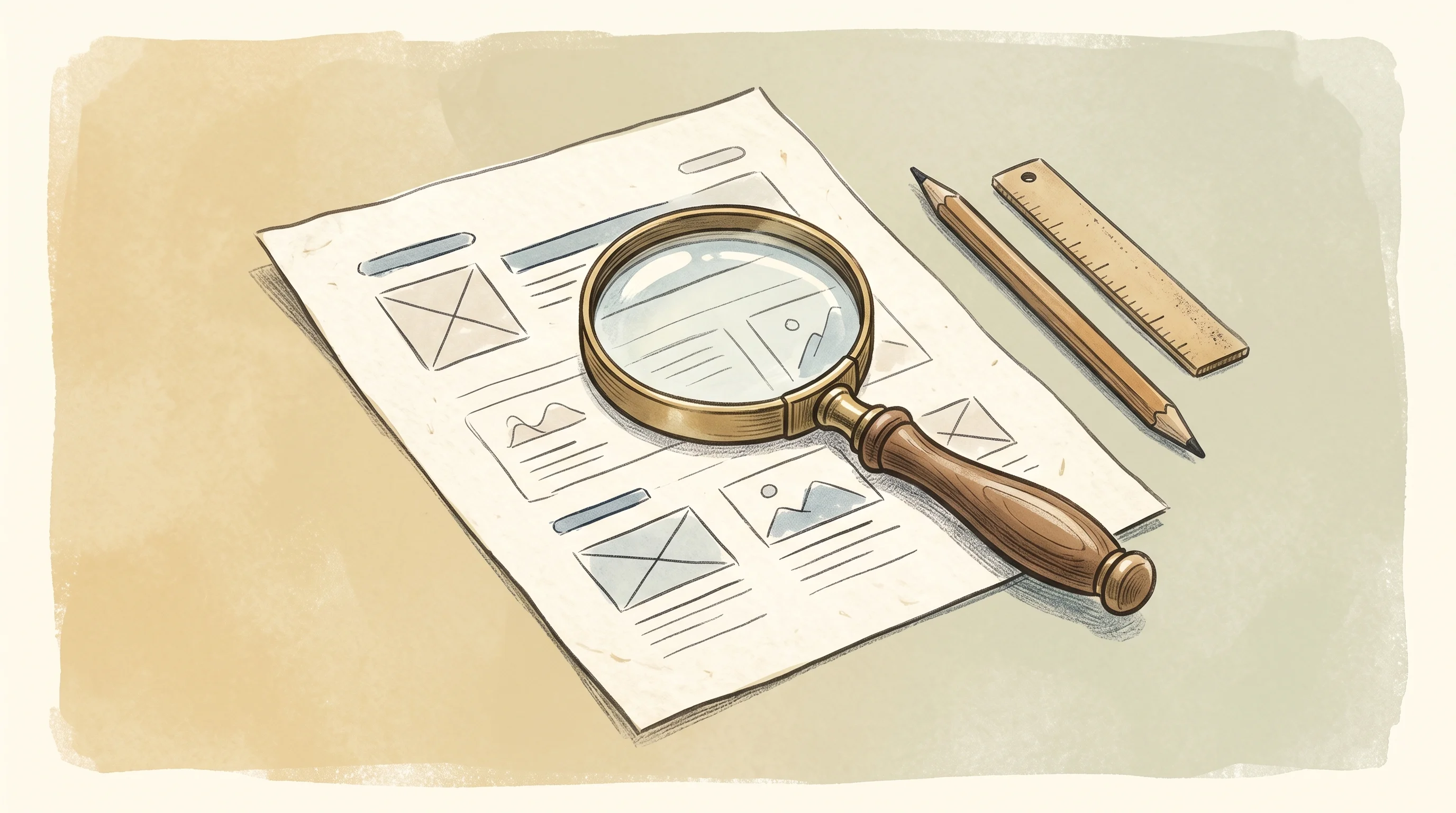 Digital illustration for article section "What Good Timing Looks Like Now" in "The AI Agent Timing Paradox: When Building Early Becomes Building Too Soon" - A minimalist, conceptual illustration of a classic magnifying glass resting carefully on a physical,...