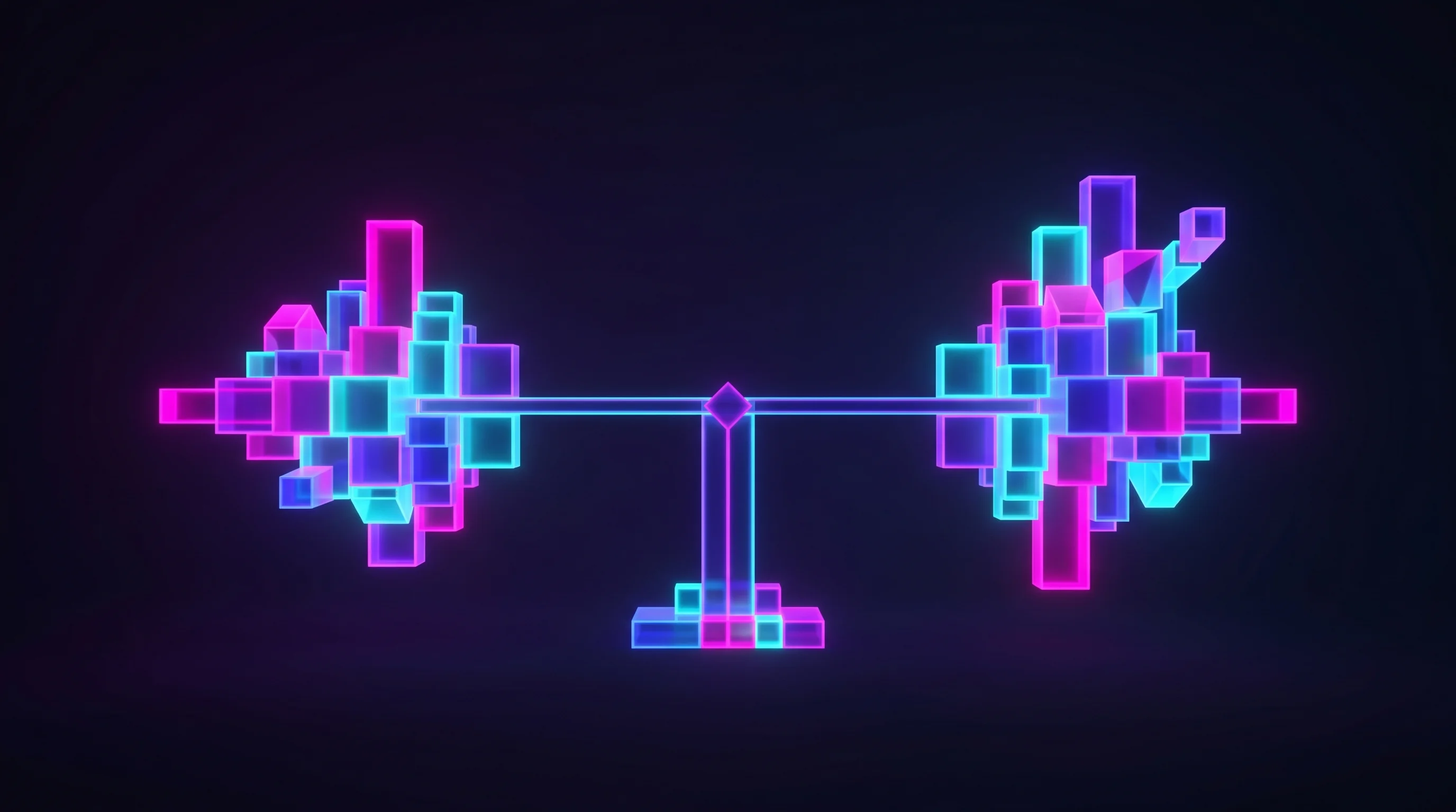 Digital illustration for article section "Scale Questions" in "Infinity Constellation Raises $24M to Build AI Services Empire" - A minimalist and conceptual visual representation of rapid corporate scaling and portfolio expansion...