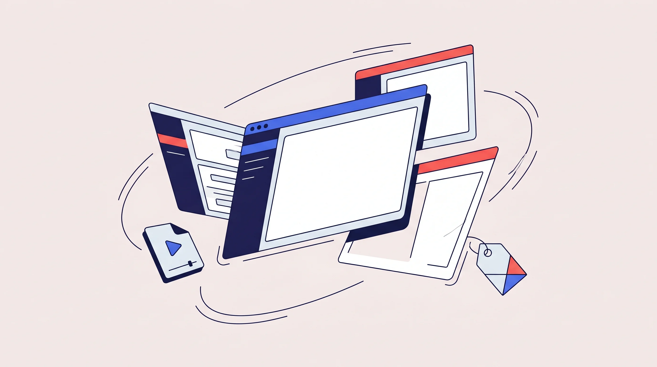 Digital illustration for article section "What You Get (and What You Pay)" in "Vevara Motion Turns Screenshots Into Polished Demo Videos" - A minimalist and modern illustration of dynamic, floating digital interface panels tilting and zoomi...