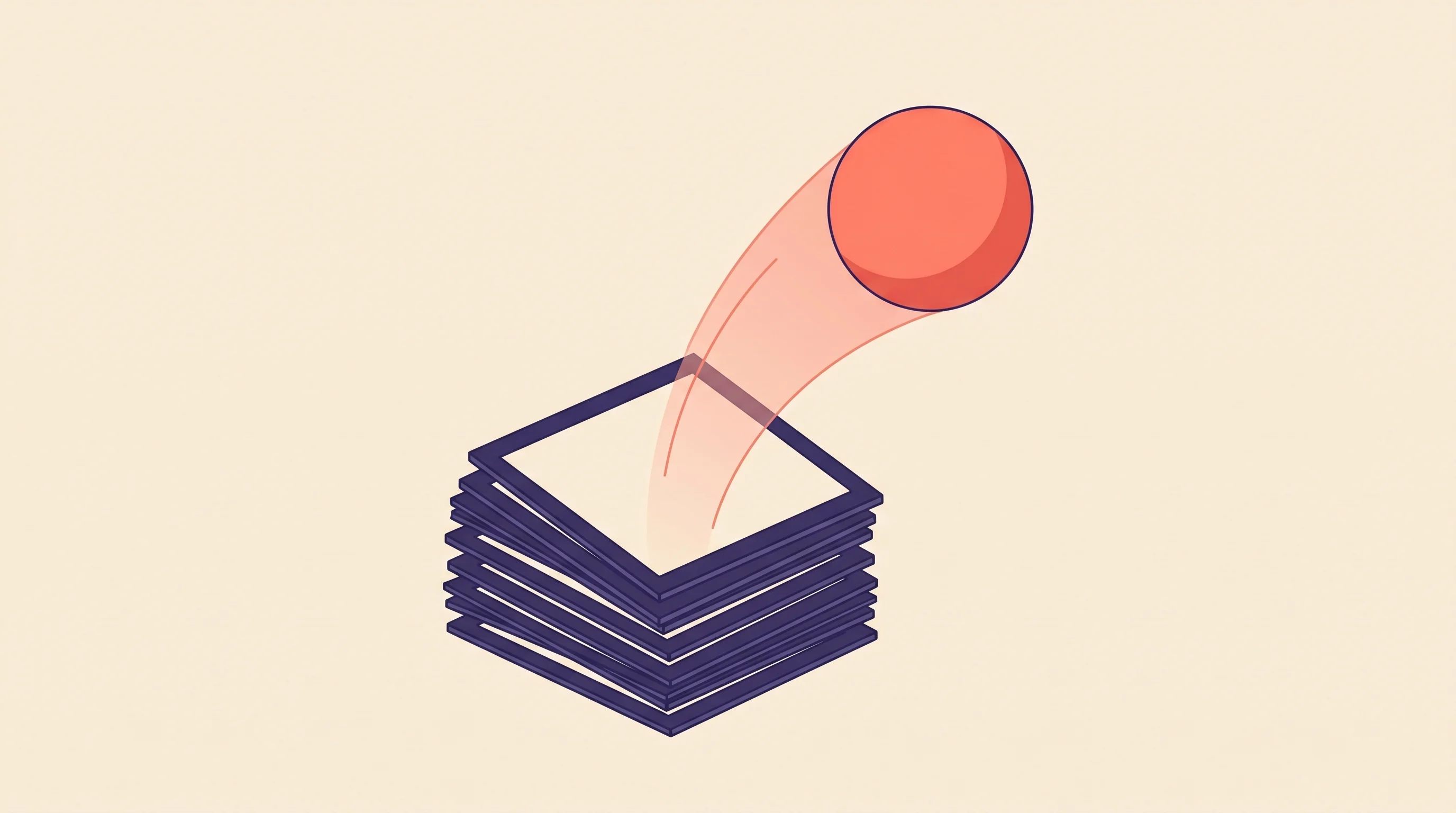 Digital illustration for article section "The Motion Design Bet" in "Vevara Motion Turns Screenshots Into Polished Demo Videos" - A minimalist, conceptual illustration of a single, elegant geometric sphere in fluid mid-air motion ...