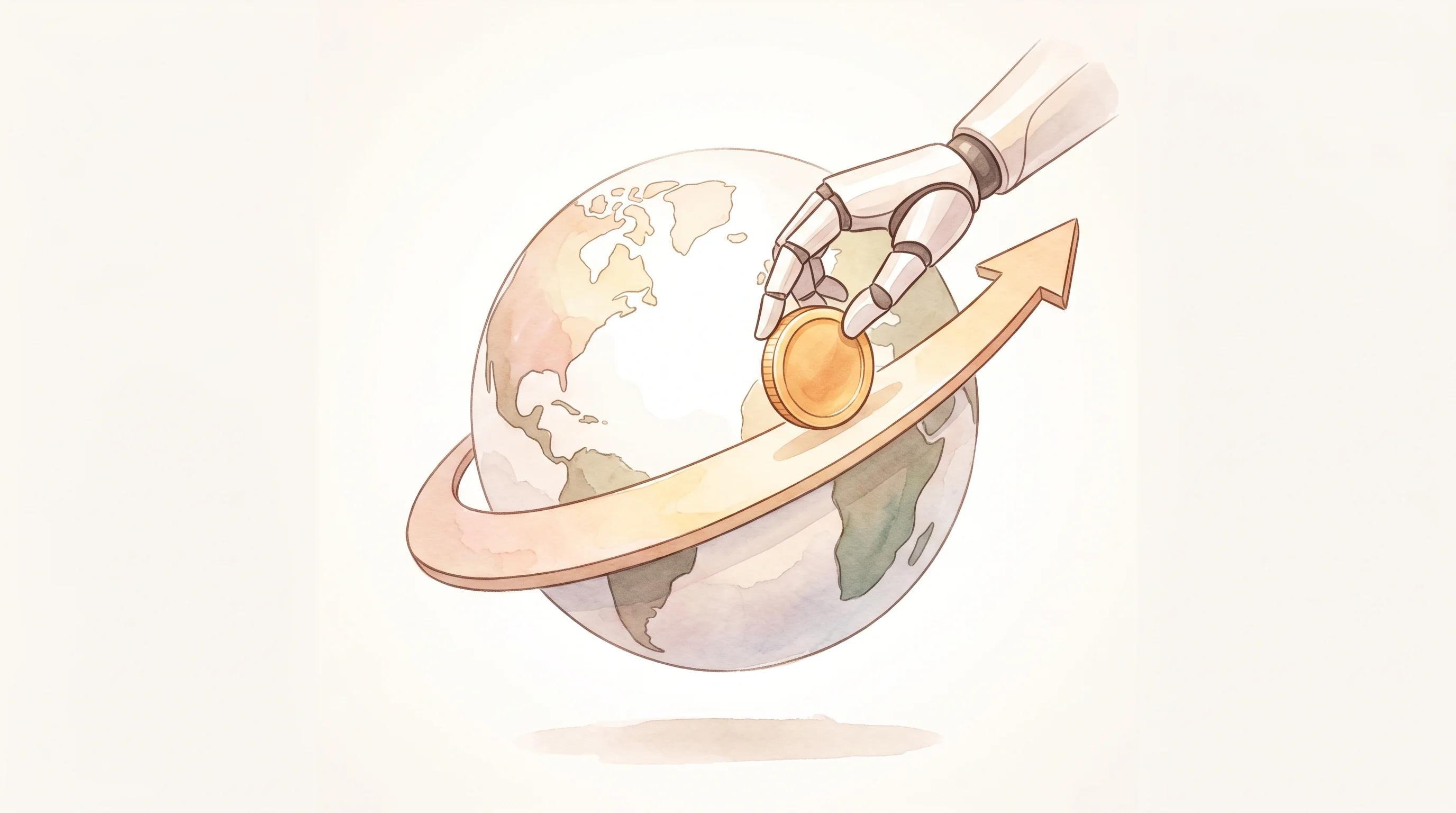 Digital illustration for article section "Where the Money Goes" in "Theker Lands $85M Series A, Europe's Largest Robotics Round" - A clean, minimalist, and conceptual illustration representing financial investment in AI, robotics, ...