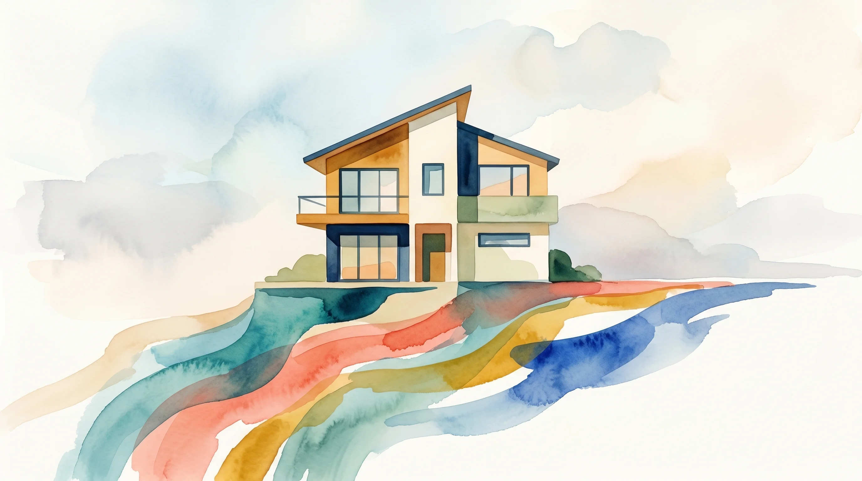 Digital illustration for article section "What Happens Next (and Who Loses)" in "Multimodal AI Comes to Home Design as Drafted Closes $16M Seed" - A minimalist and conceptual representation of the future of residential design workflows, featuring ...