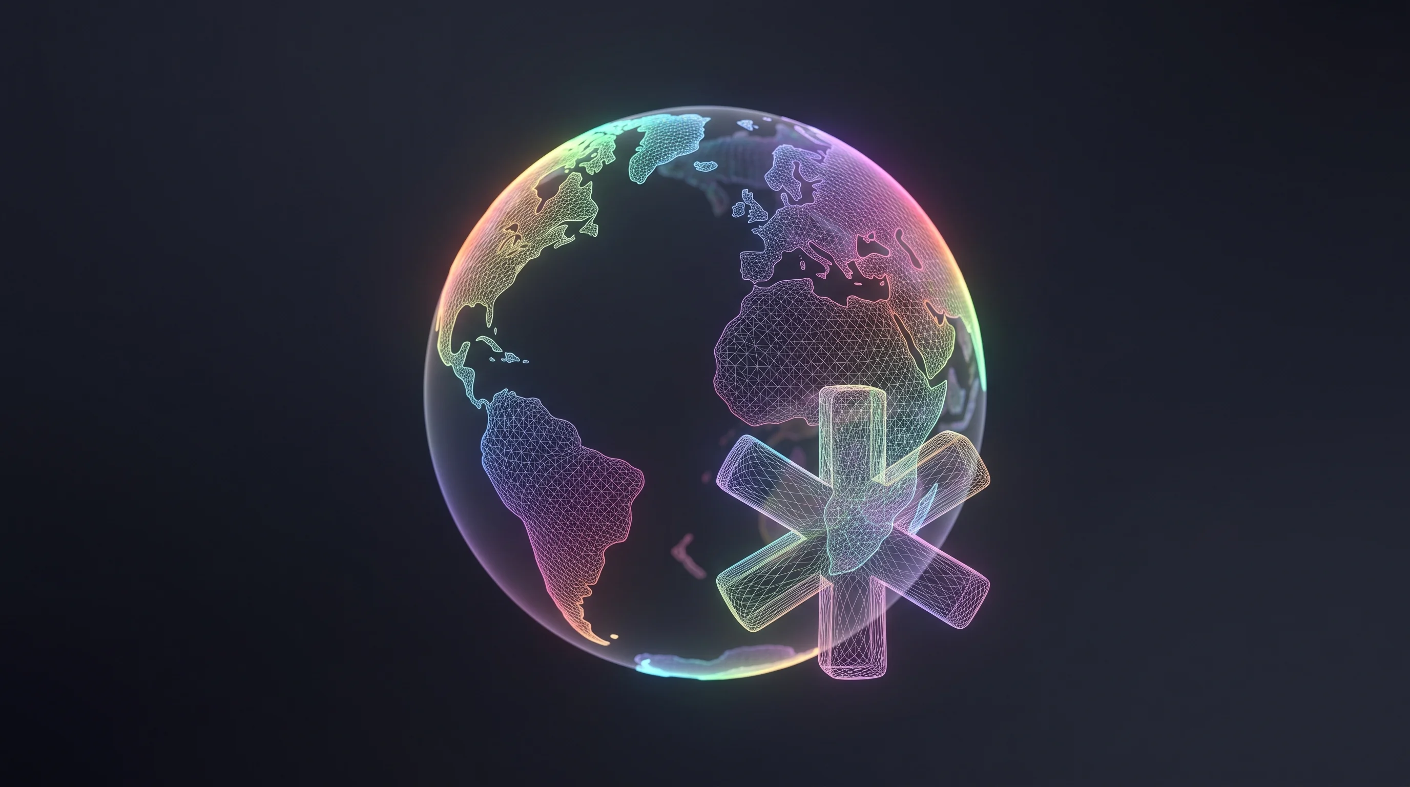 Digital illustration for article section "The Bet, and the Questions" in "Altitude Launches Stablecoin Card for Business Spending and Travel" - A conceptual, minimalist visualization of global financial adoption and its underlying uncertainties...