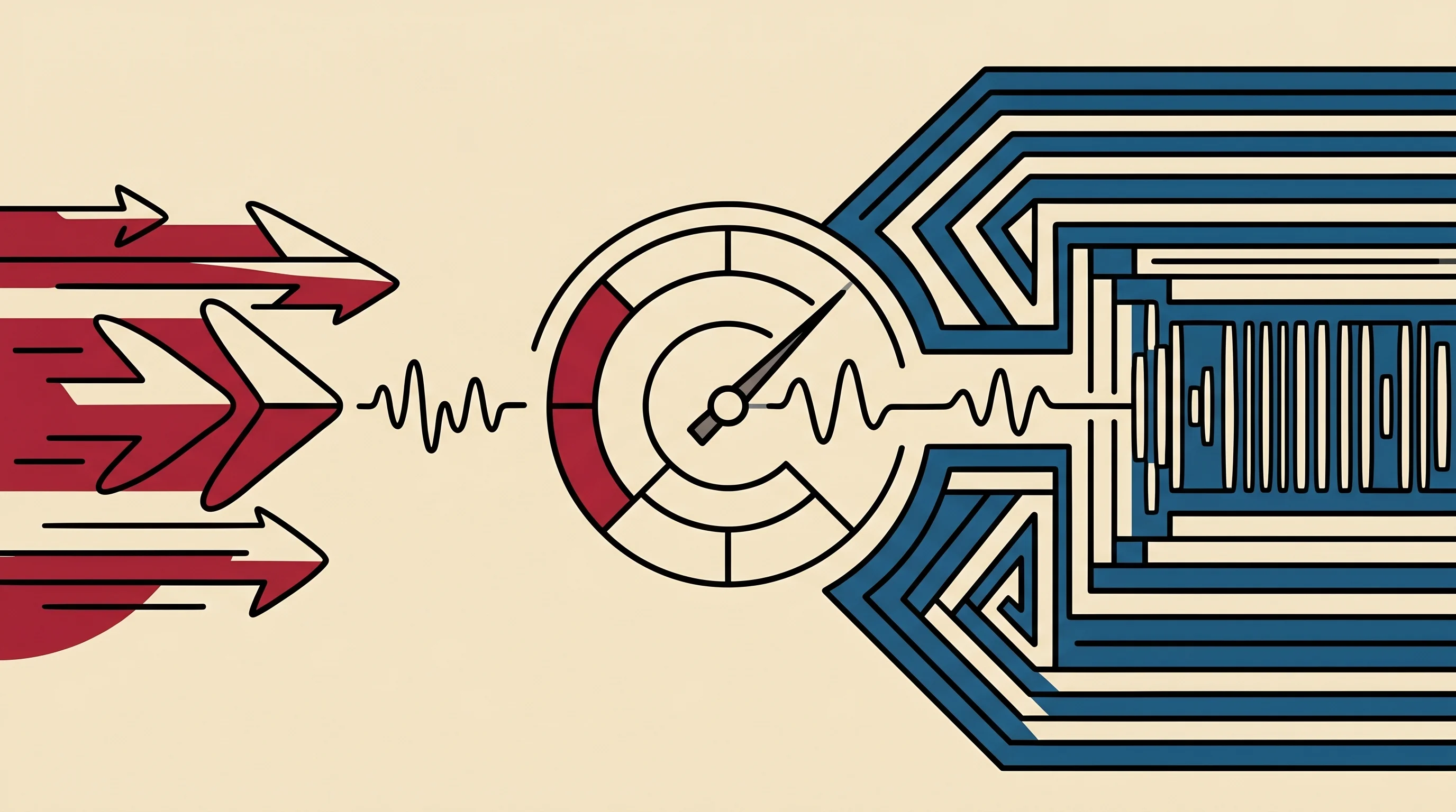 Digital illustration for article section "The technical bits" in "Trace Launches Offline Mac App for Privacy-First Meeting Transcripts" - A clean, conceptual illustration representing dual technical processing modes for audio transcriptio...