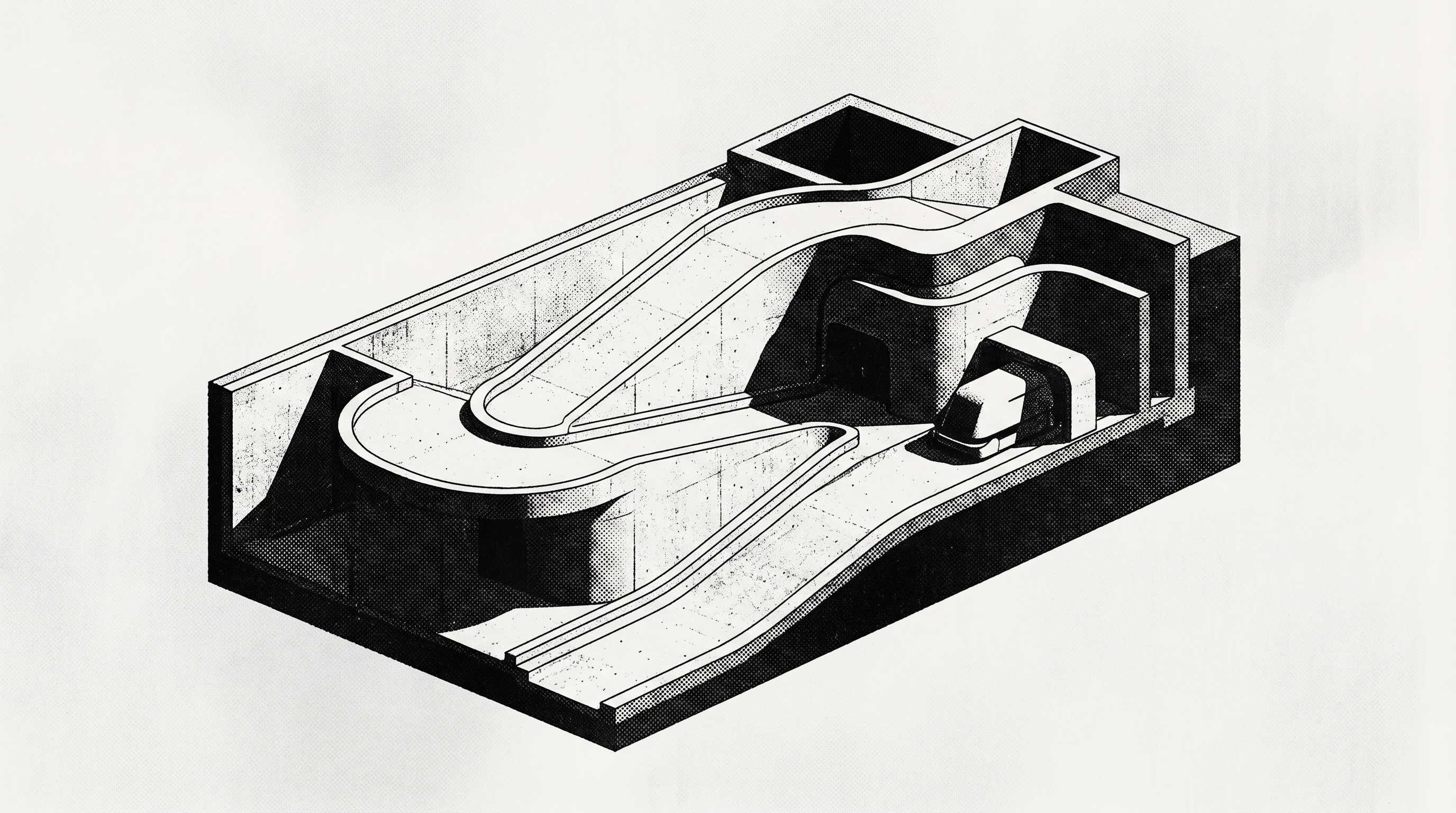 Digital illustration for article section "A Bet on Structural Change" in "Japan's MW Raises ¥3B Seed to Build AI-Powered 'Living Home' Robotics" - A clean, minimalist architectural cross-section of a modern home foundation purpose-built for autono...