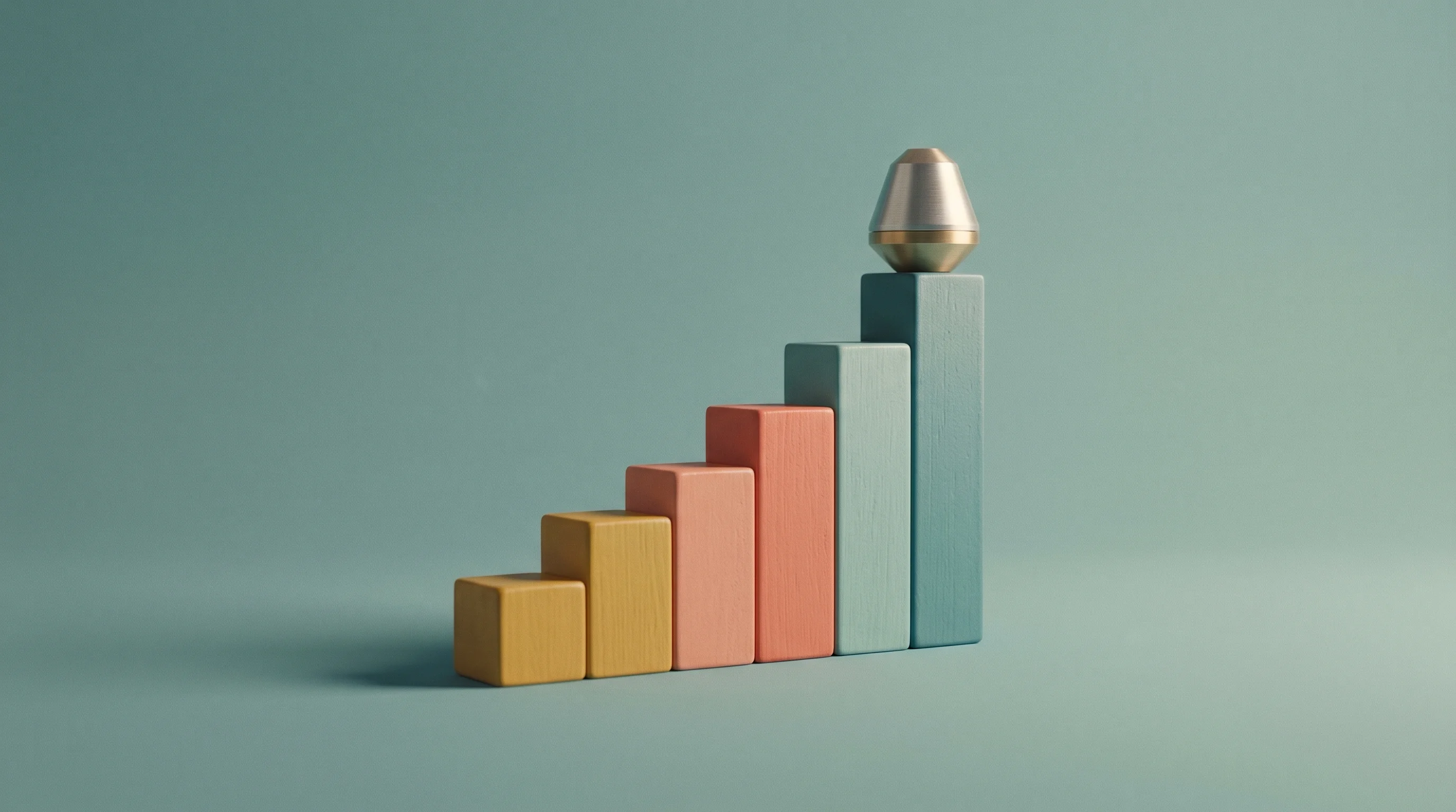Digital illustration for article section "Market Projections, With the Usual Caveats" in "Space Manufacturing's Missing Link: The Race for Reusable Return Vehicles" - A conceptual, minimalist still life representing market projections and revenue growth for in-space ...
