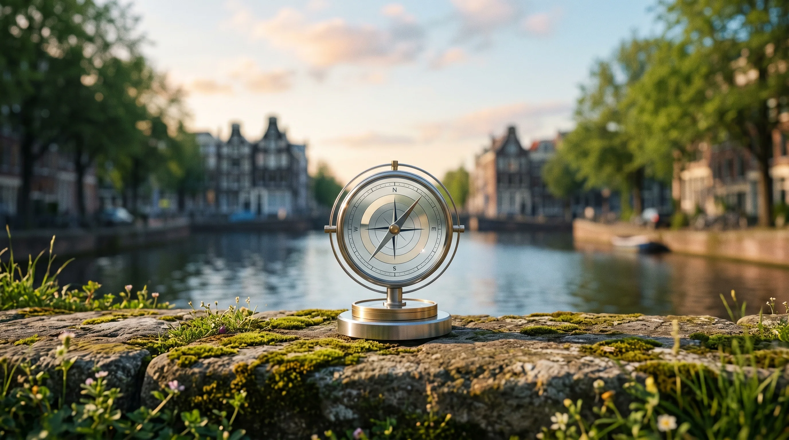 Digital illustration for article section "Amsterdam's Quiet AI Bet" in "Imperum Raises Seed Round for AI-Powered Autonomous SecOps Platform" - A conceptual and minimalist representation of a strategic early-stage investment in the Amsterdam te...