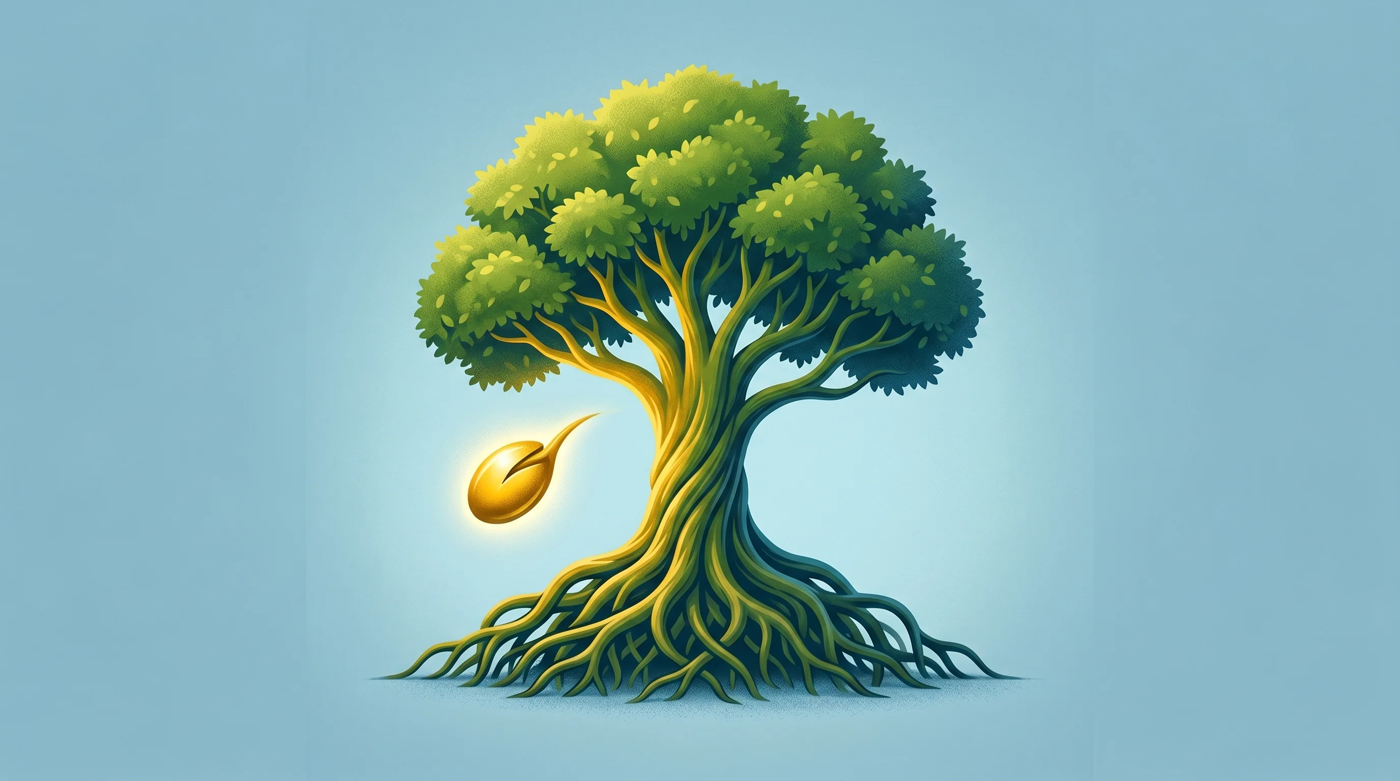 Digital illustration for article section "What the Money Buys" in "Sandstone Lands $30M Series A for In-House Legal AI Platform" - A conceptual, clean, and minimal illustration of a glowing golden seed rapidly sprouting into a mass...