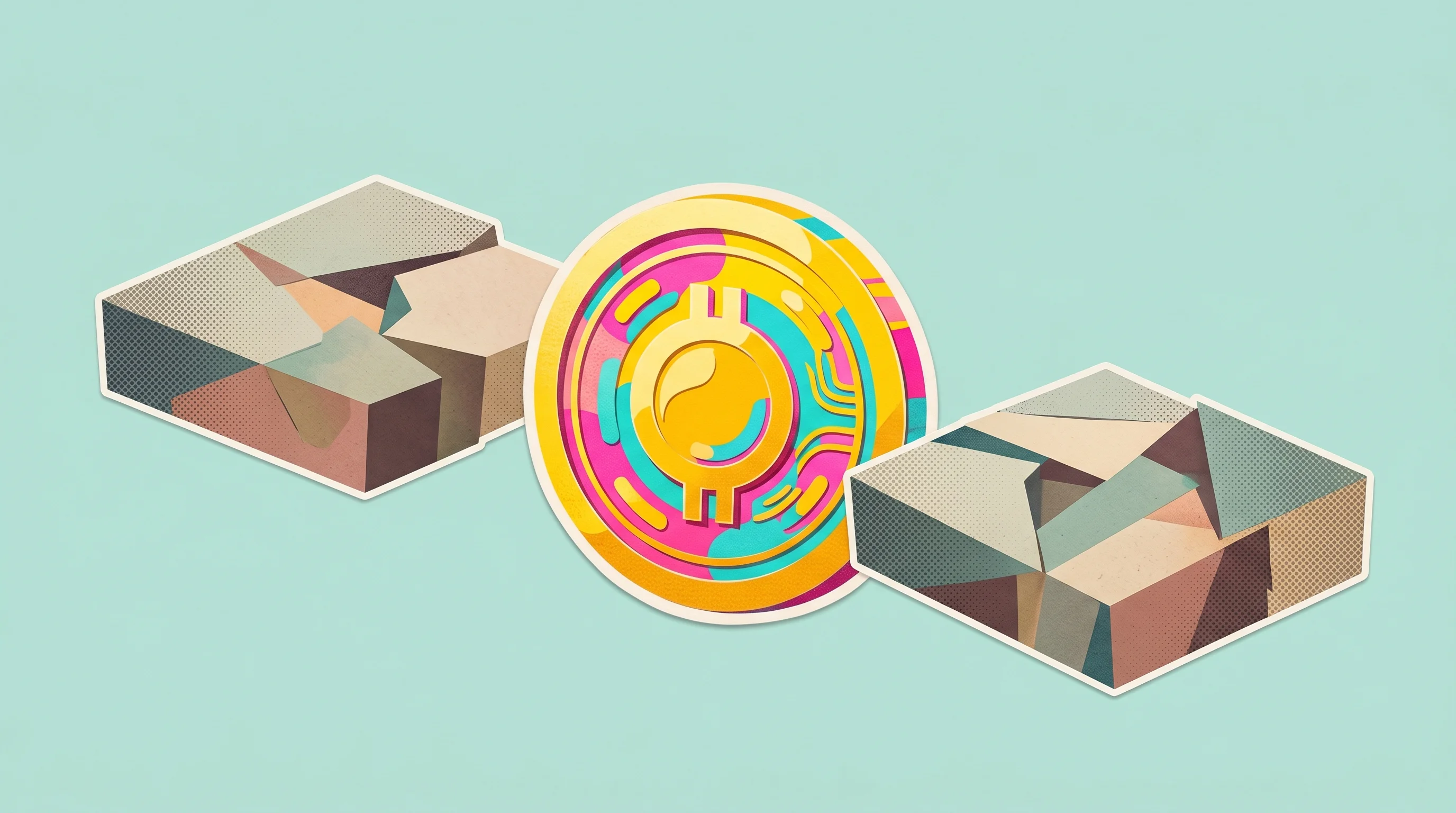 Digital illustration for article section "A Crowded Field, Different Angles" in "Rain Launches Native Loyalty Rewards for Stablecoin Card Programs" - A conceptual, minimal illustration representing the seamless integration of reward programs, featuri...