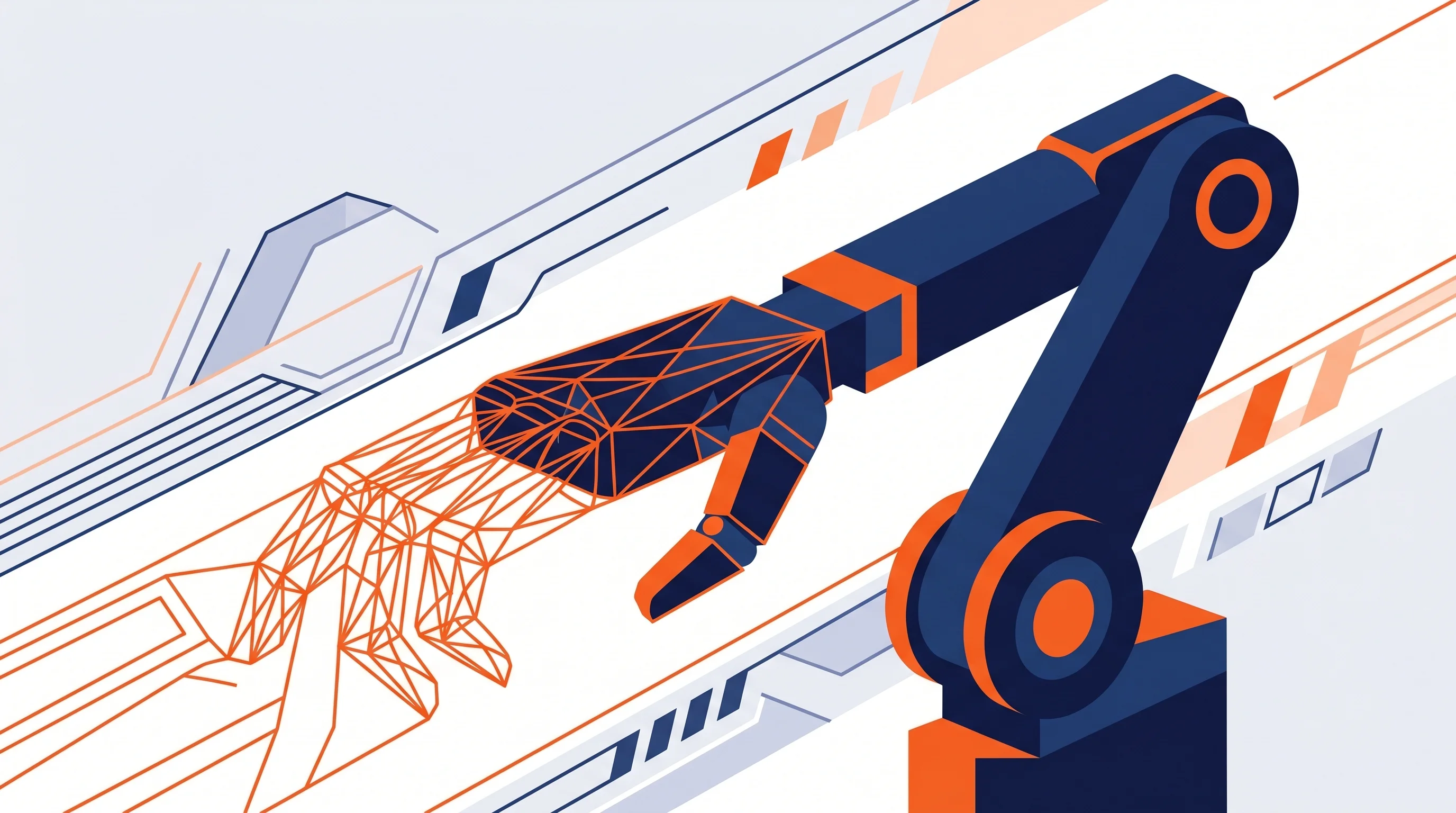 Digital illustration for article section "The Path Forward—Assuming It Exists" in "AI Tackles America's 320,000 Welder Shortage as Robots Learn to Weld" - A conceptual and minimal illustration representing the path forward for embodied industrial AI, feat...