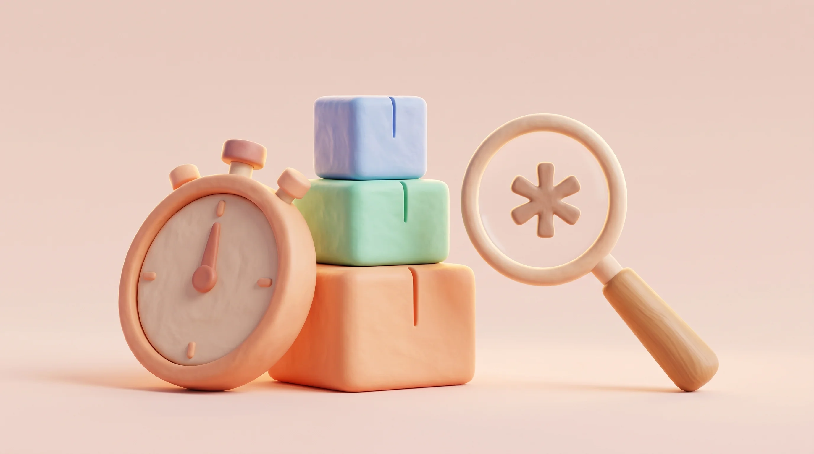 Digital illustration for article section "The Efficiency Pitch (With the Usual Caveats)" in "Risklick's Protocol AI Gains Traction in Clinical Trial Automation" - A clean and minimal 3D conceptual image representing efficiency claims and careful verification, fea...