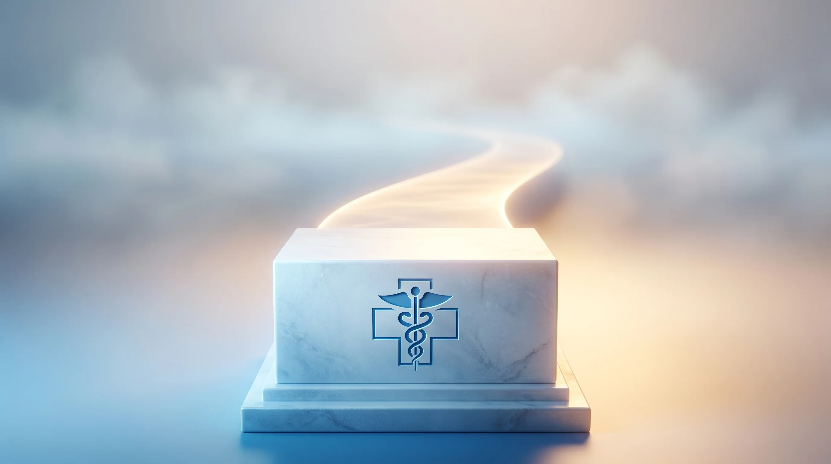 Digital illustration for article section "Credibility Versus Uncertainty" in "Circle Medical Founders Launch Clara AI Primary Care with $12M" - A conceptual, minimalist 3D scene representing the balance of operational credibility and future unc...
