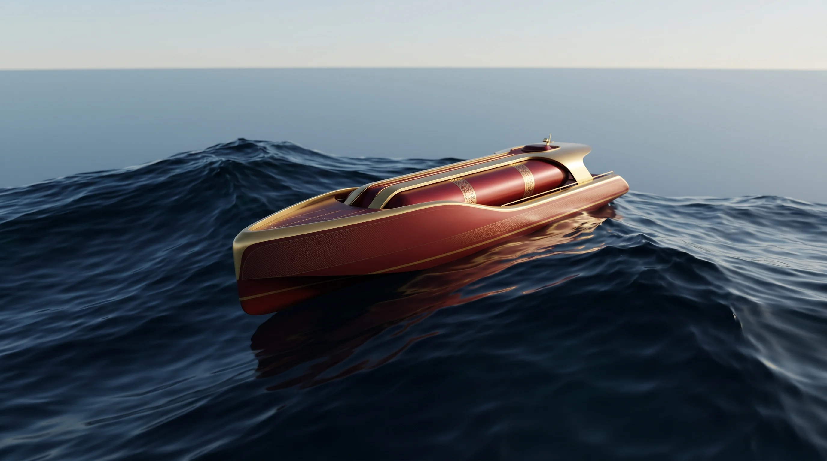 Digital illustration for article section "Skipping the Grid Entirely" in "Peter Thiel Backs $140M Bet on Wave-Powered Ocean Data Centers" - A sleek, modern, untethered ocean vessel floating gracefully on a massive, rolling swell in the open...