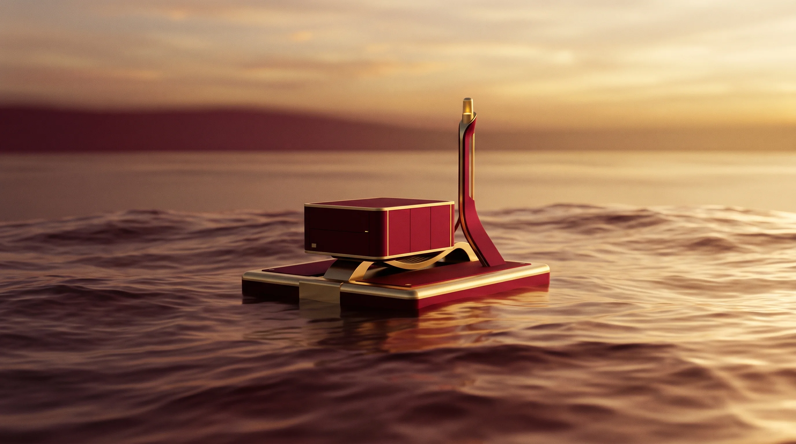 Digital illustration for article section "What Happens Next" in "Peter Thiel Backs $140M Bet on Wave-Powered Ocean Data Centers" - A sleek, minimalist autonomous wave-powered ocean computing platform floating gracefully on a styliz...