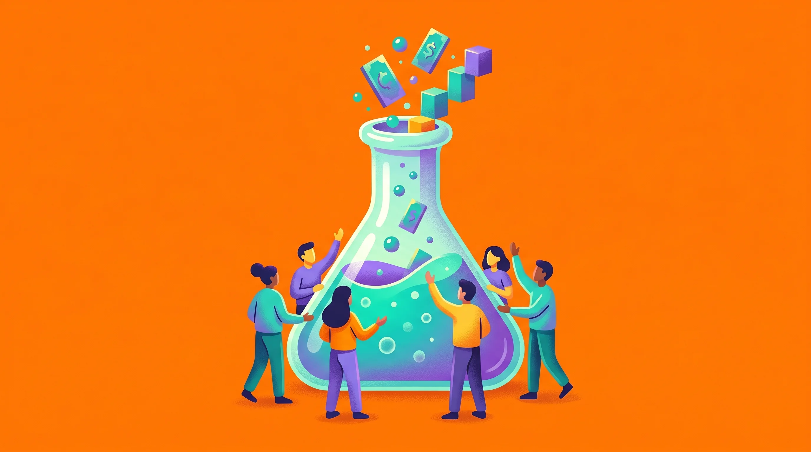 Digital illustration for article section "The Aabenraa Gamble" in "Kvasir Technologies Raises €10M Series A for Marine Biofuel" - A dynamic and conceptual neo-cartoon pop art illustration representing a chemical engineering startu...