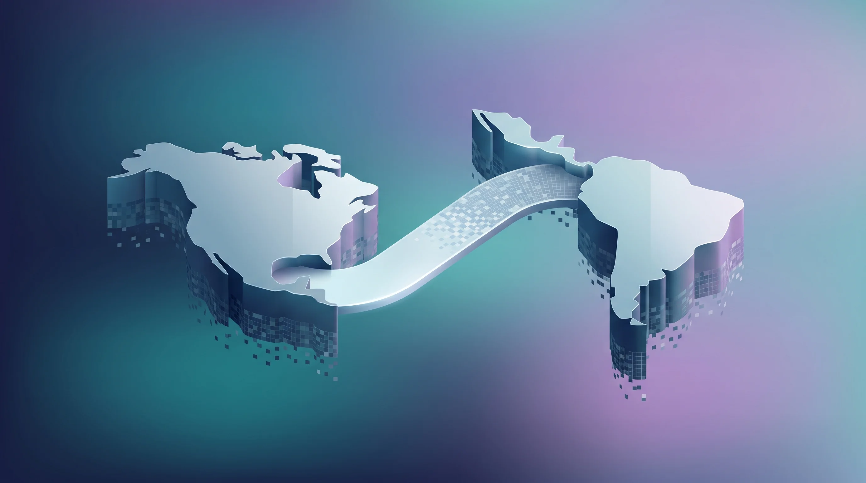 Digital illustration for article section "Content Section 2" in "CodeJobs Scores $40M Series A to Scale LATAM Tech Talent Platform" - A conceptual, minimalist illustration representing the remote work connection and talent exchange be...