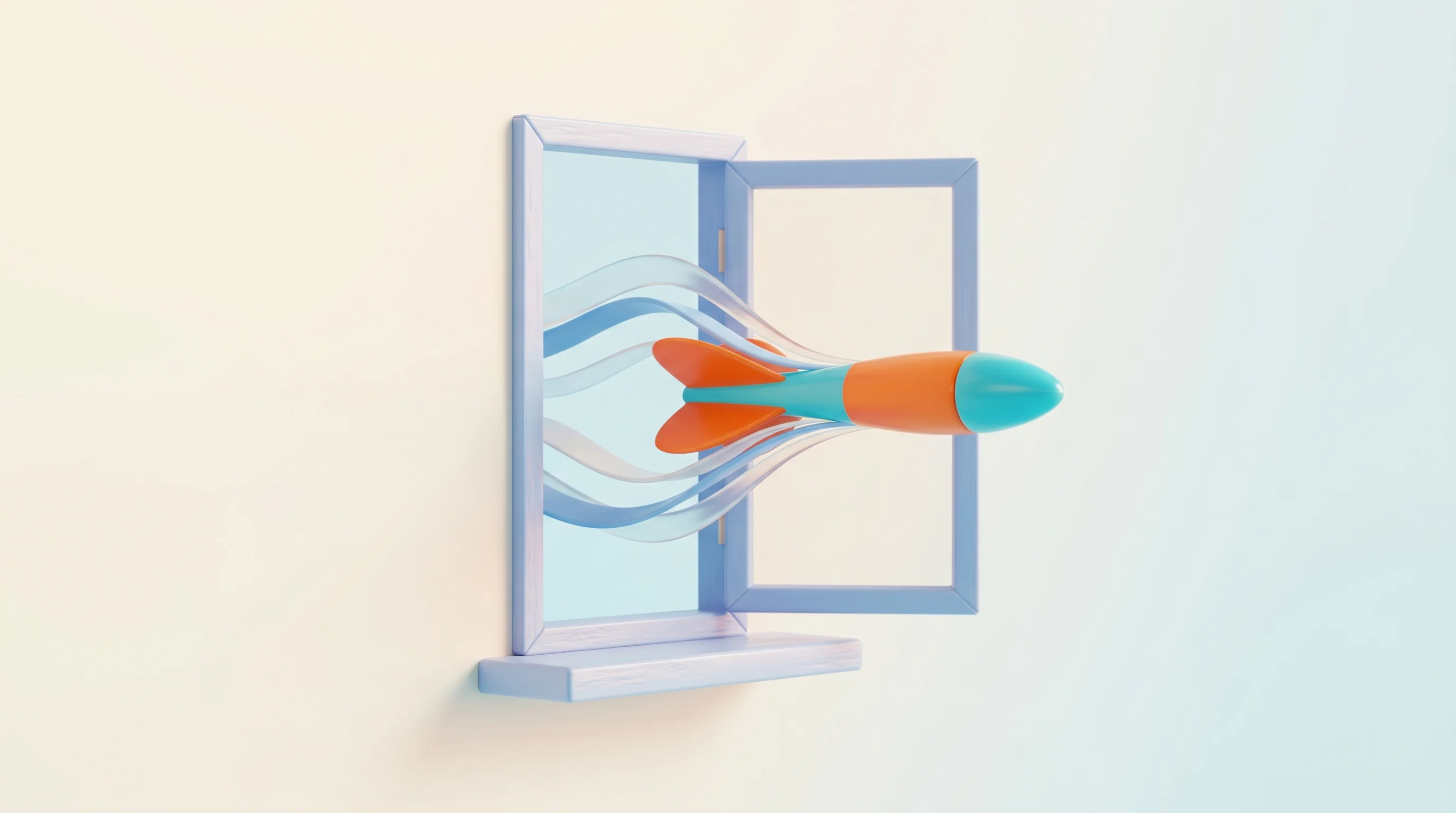 Digital illustration for article section "Fast Growth, Narrow Window" in "YC's InstaAgent Hits $2M ARR Scaling Ads Across Hundreds of Personas" - A conceptual 3D cartoon miniature model scene representing fast growth and a narrow window of opport...