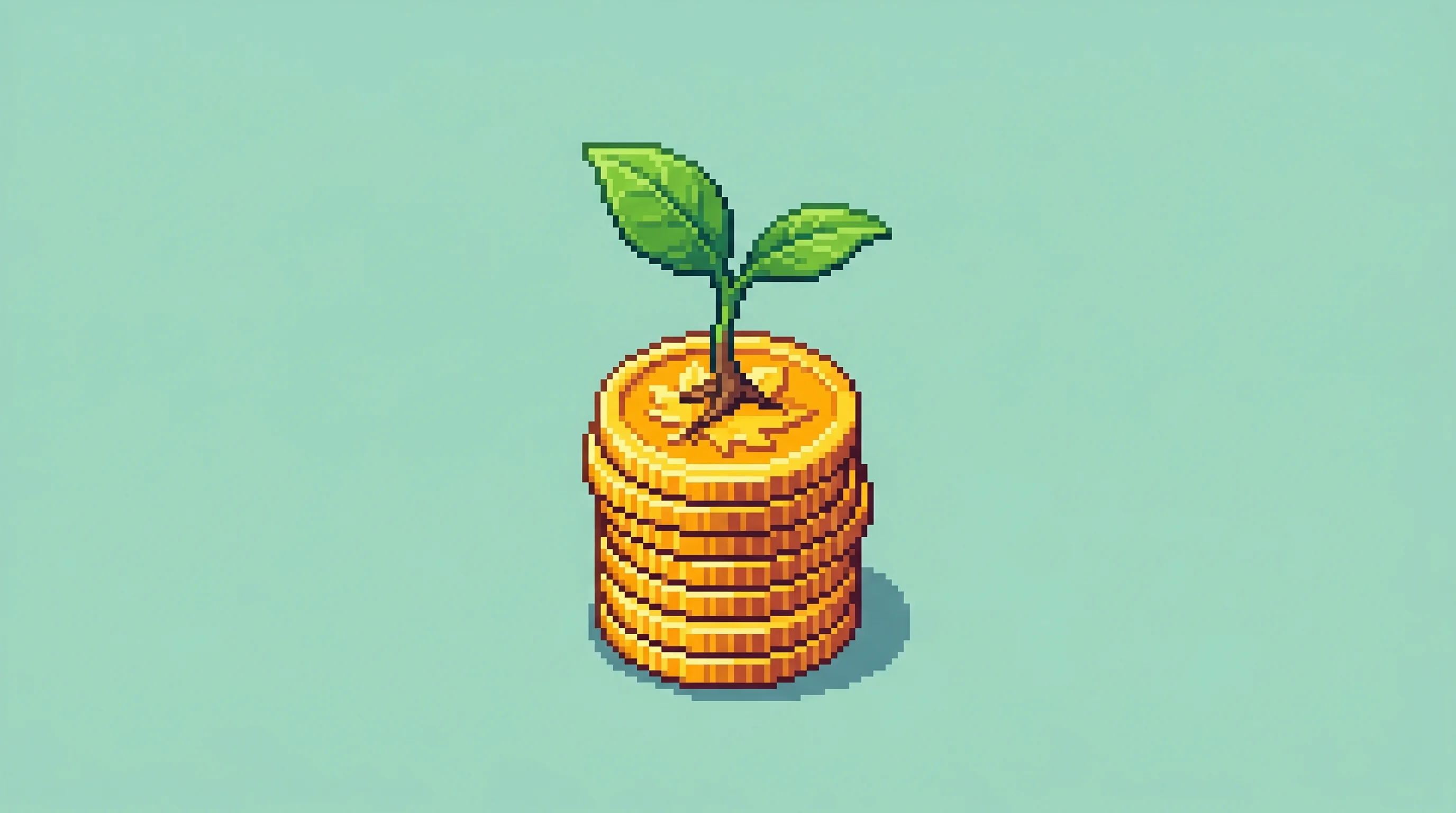 Digital illustration for article section "Content Section 5" in "YC-Backed HEVN Launches AI-Powered Payroll for Global Contractors" - A clean, minimalist isometric pixel art illustration of a vibrant green seedling sprouting from a pr...