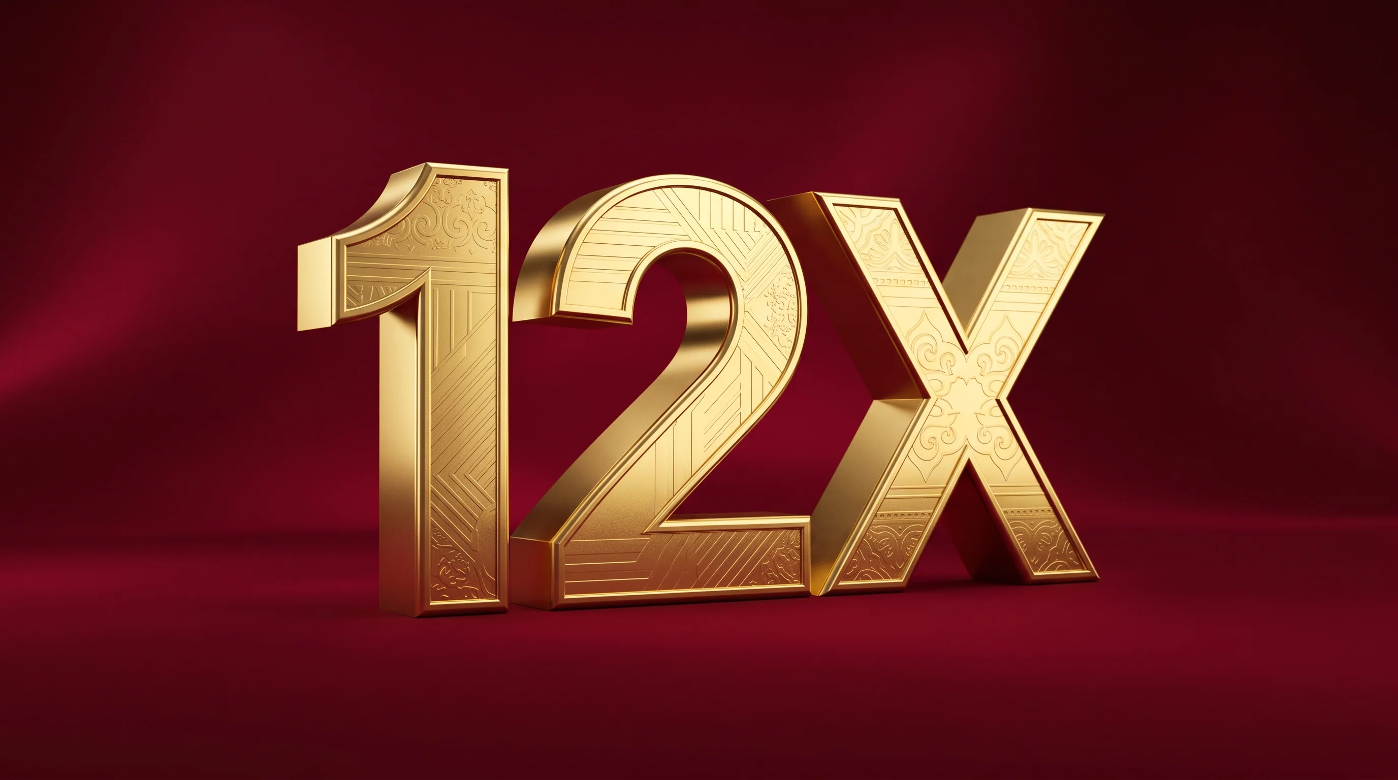 Digital illustration for article section "The 12x Speed Claim" in "YC-Backed Panacea Brings AI Automation to FDA Regulatory Filings" - A sleek, modern, three-dimensional typographic rendering of the text "12X" standing as the singular,...