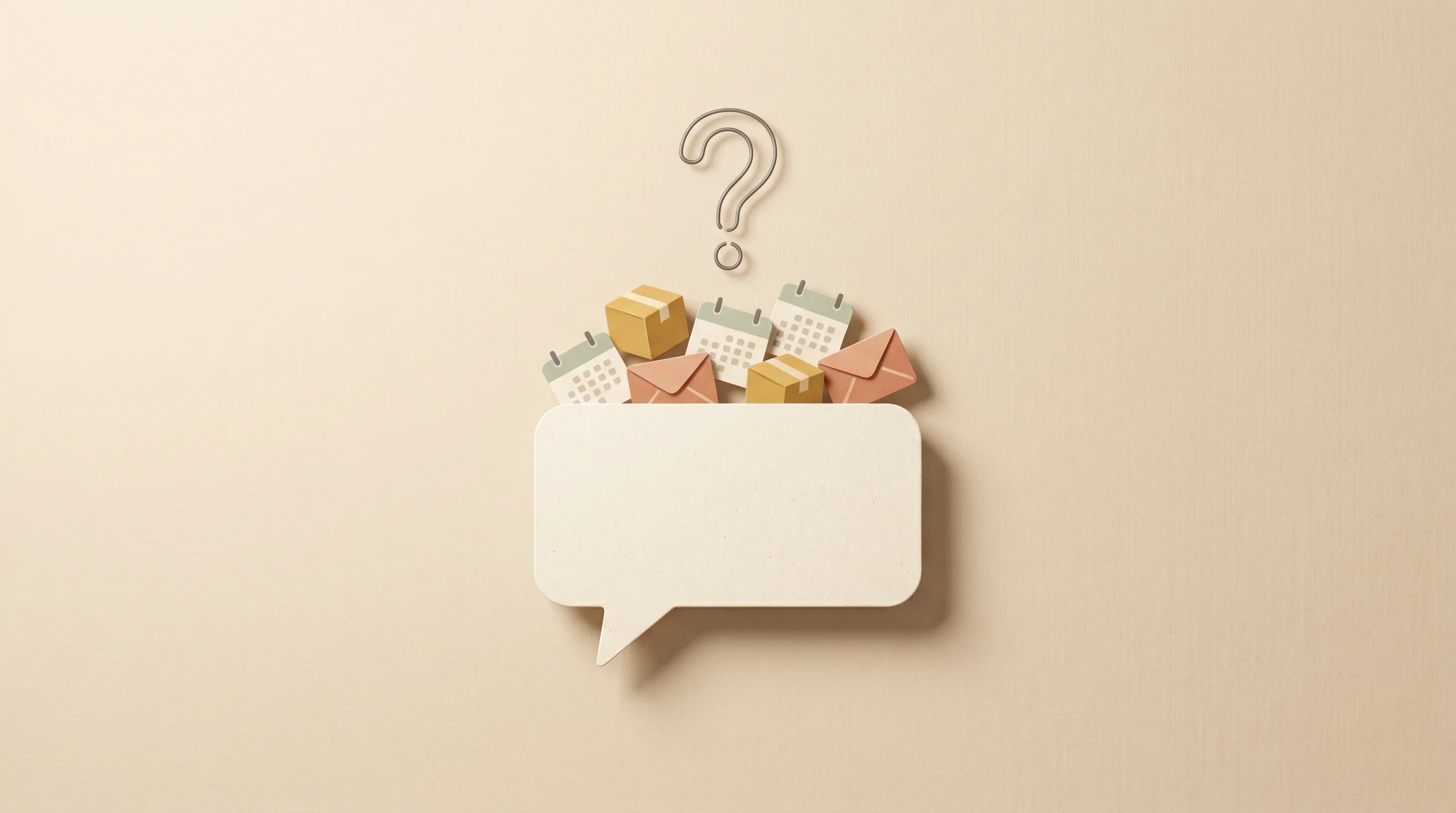 Digital illustration for article section "The Unanswered Question" in "Chert's New API Turns iMessage Into Business Messaging Platform" - A conceptual, minimalist illustration featuring a single, stylized chat bubble gently resting on a c...