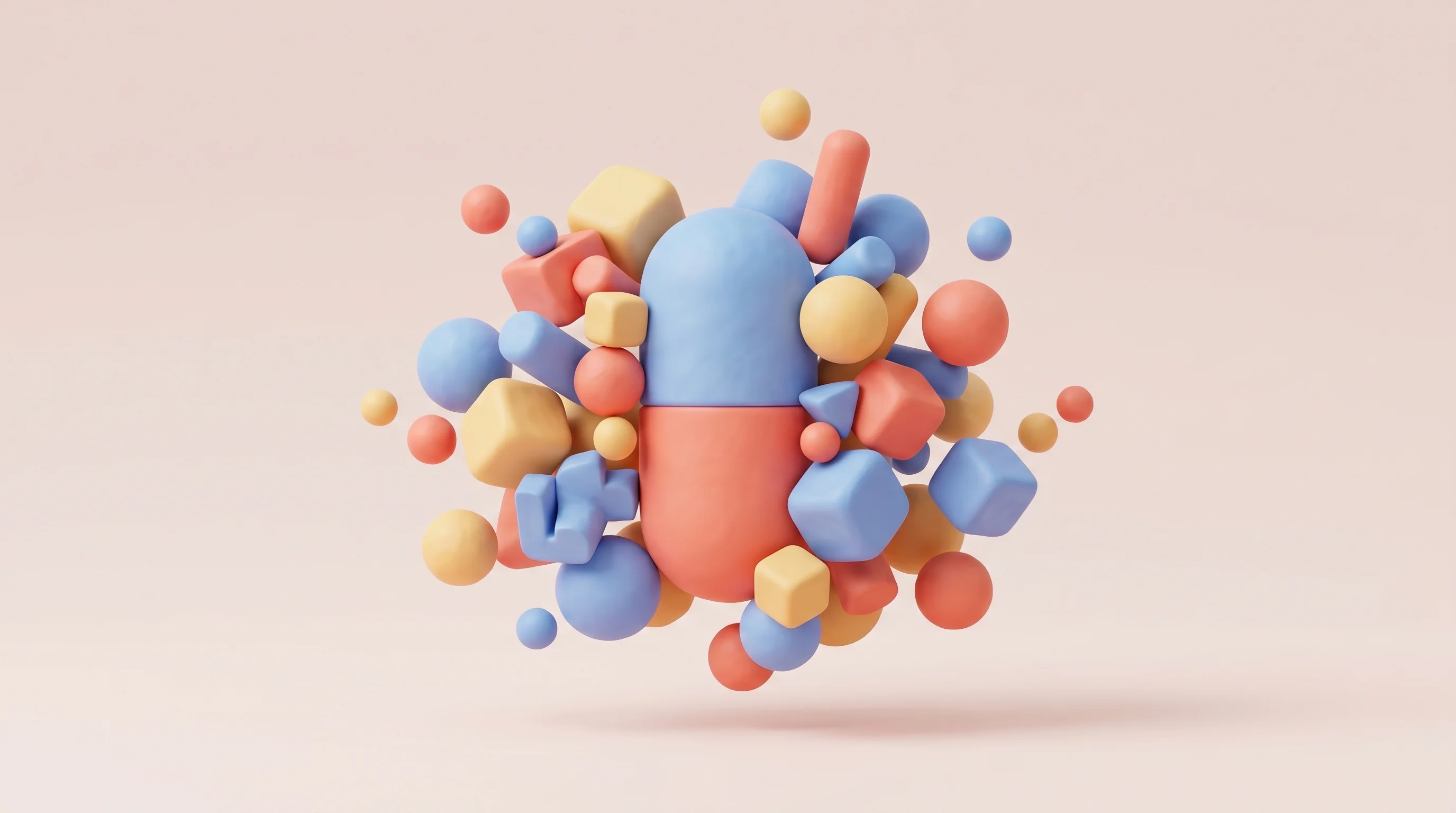 Digital illustration for article section "Forty Partners in Eighteen Months" in "ChemT Raises $4M Seed to Scale AI-Designed Molecules for Biologics" - A minimalist 3D conceptual illustration representing rapid pharmaceutical partnerships, featuring a ...