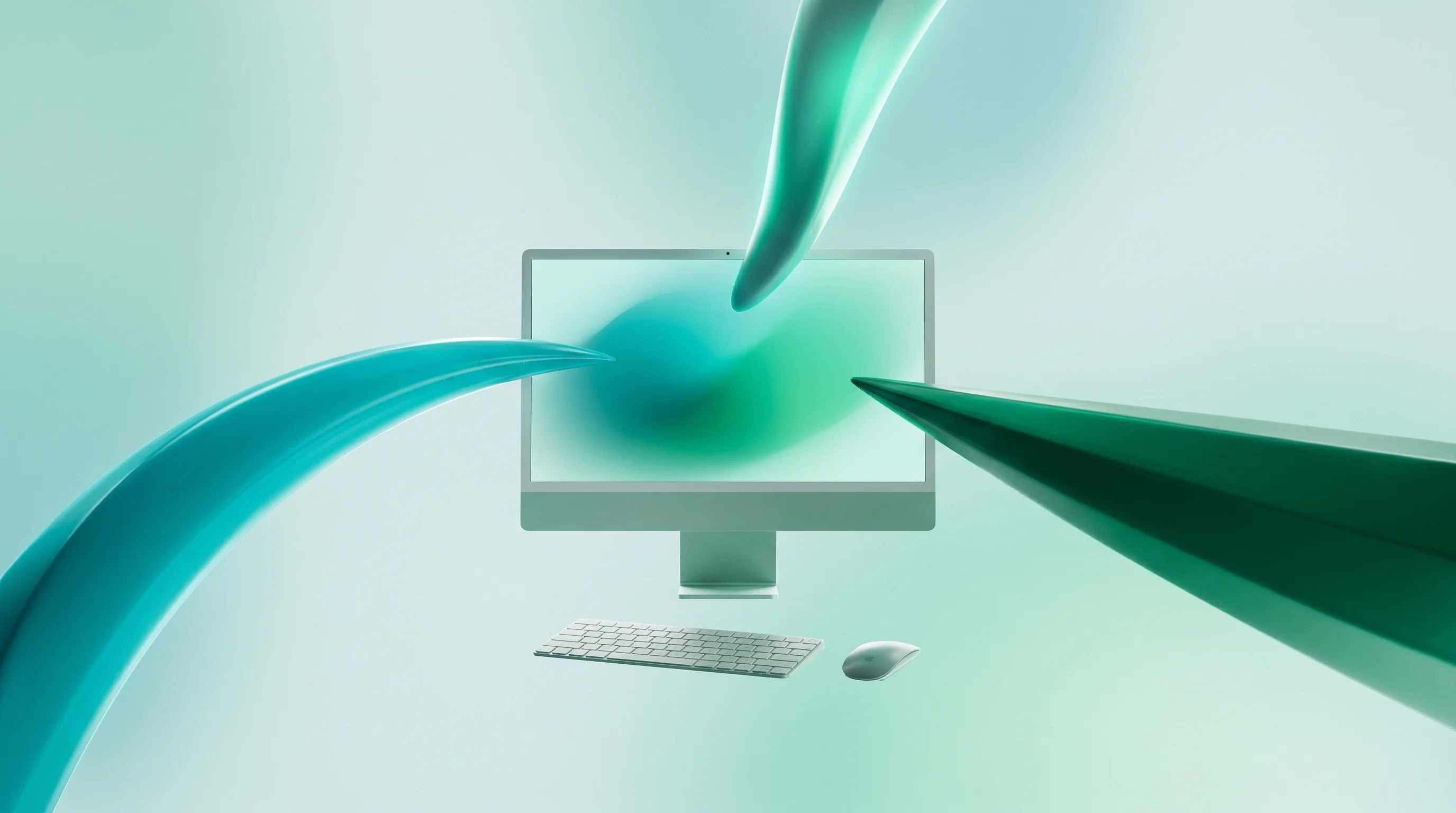 Digital illustration for article section "Three Forces Converging" in "The End of the Single Cursor: How Agent-Native Workspaces Are Redefining Computing" - A minimalist, conceptual representation of three converging forces elevating technical capability, f...
