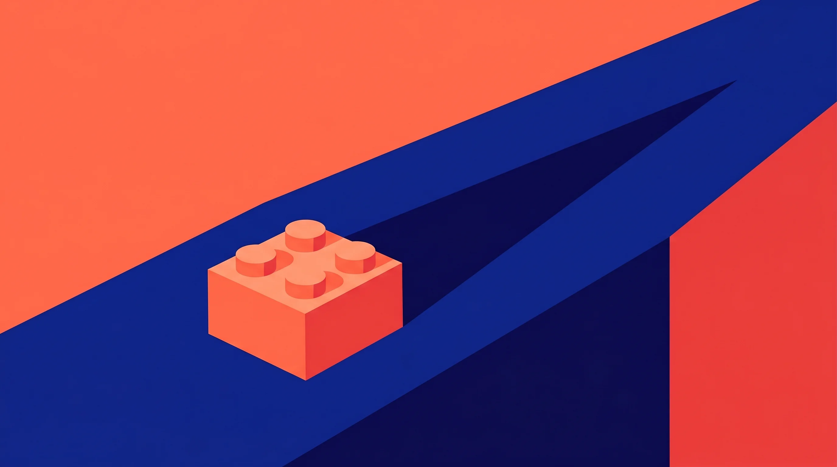 Digital illustration for article section "What Happens Next" in "YC-Backed Amboras Launches AI Store Builder to Take On Shopify" - A conceptual illustration featuring a single, stylized foundational building block resting at the be...