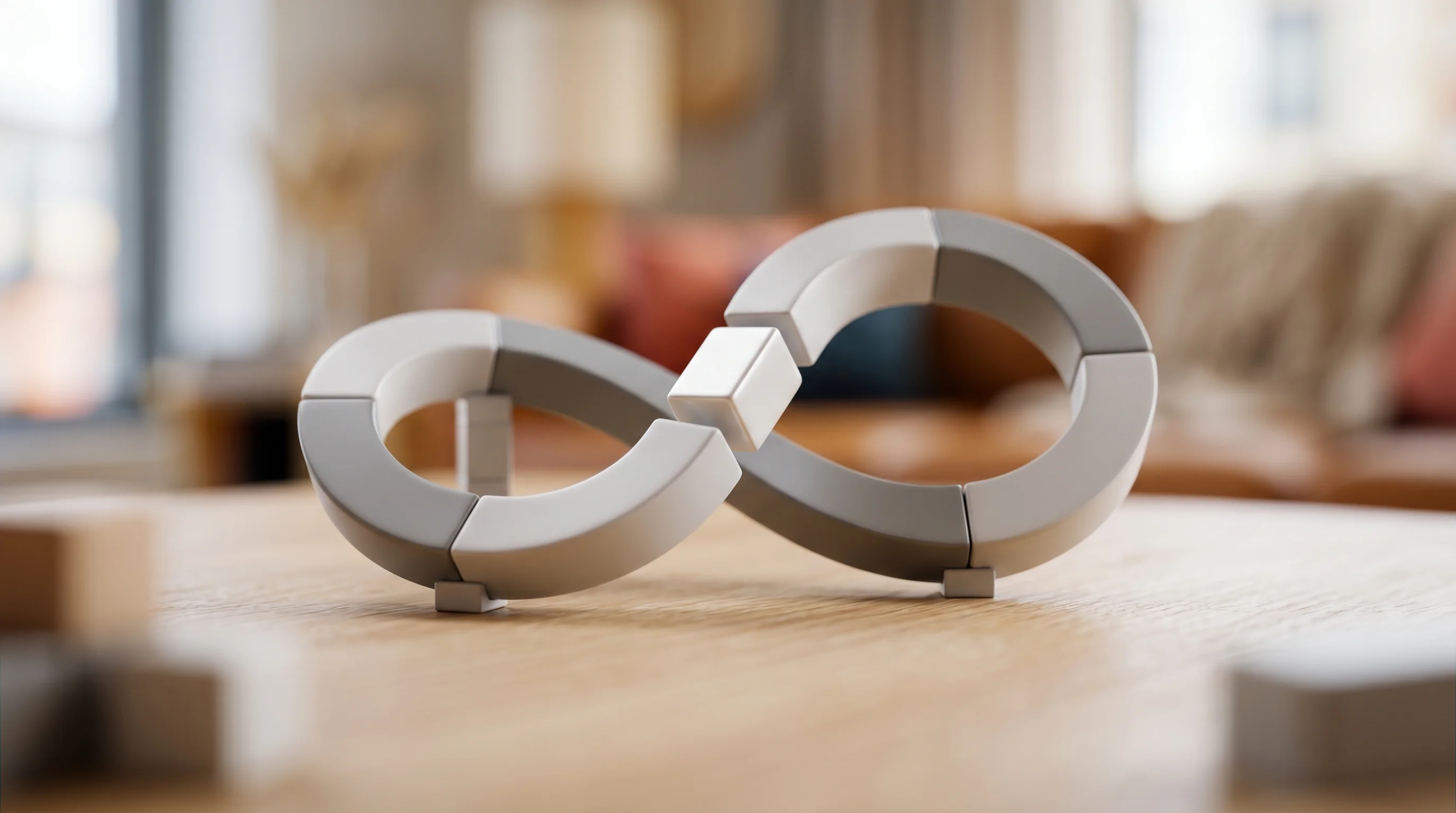 Digital illustration for article section "The Runtime Intelligence Bet" in "The Runtime Layer Race: How Startups Are Making AI Agents Viable" - A surreal, tilt-shift miniature photography shot of a sleek, modern continuous loop constructed from...