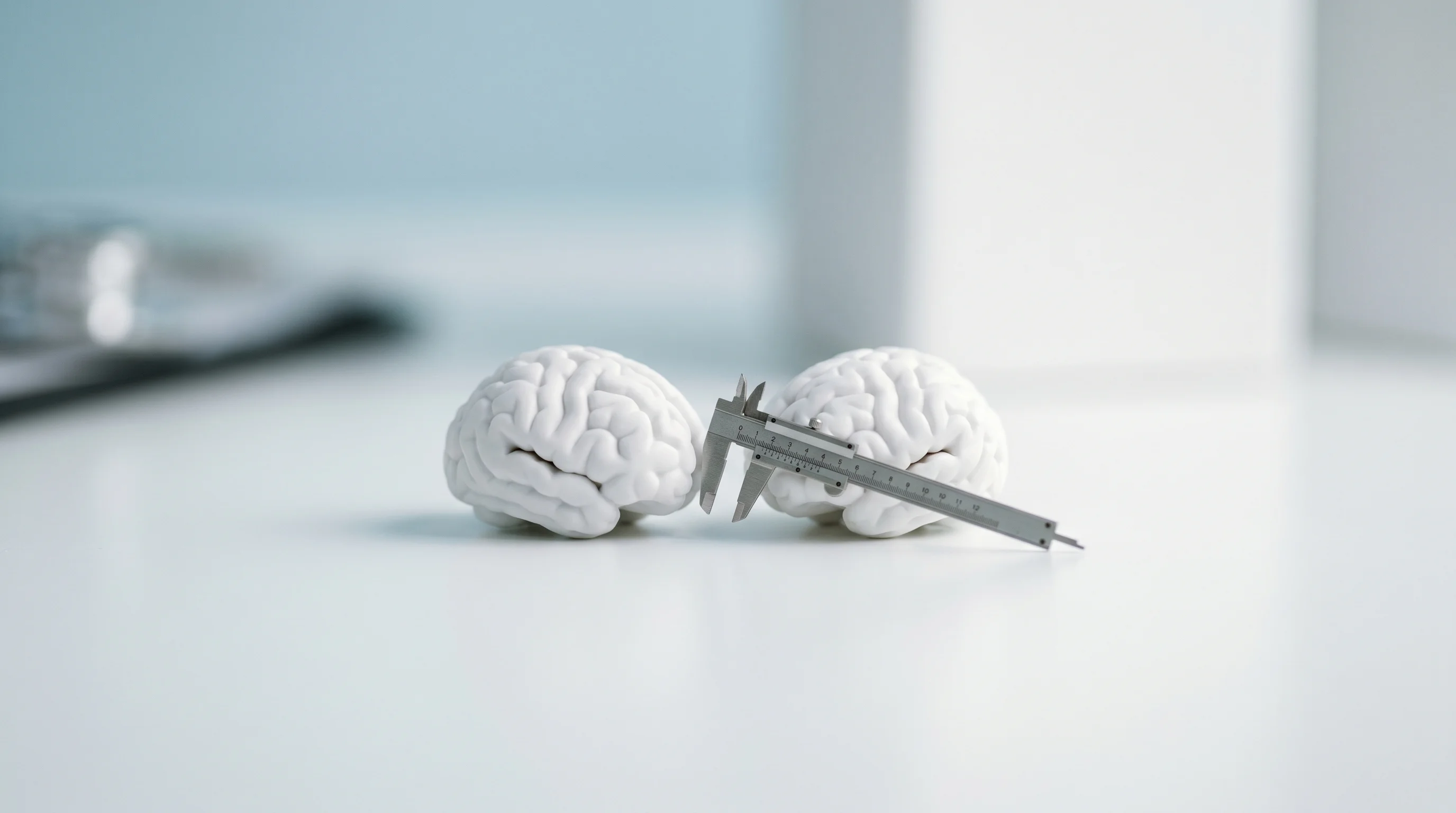Digital illustration for article section "Validation in Progress" in "Kivira Raises $1.8M to Bring AI Mental Health Diagnostics to Primary Care" - A macro, tilt-shift photograph capturing a conceptual representation of medical validation and diagn...
