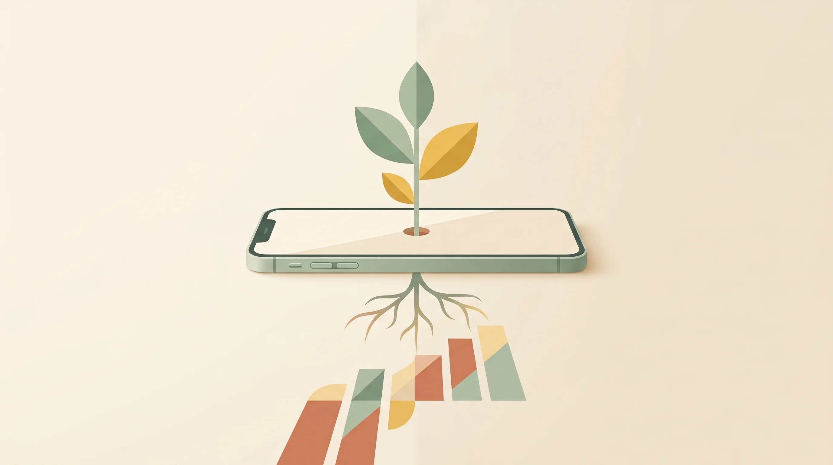 Digital illustration for article section "The Fintech Problem Hiding Inside Agtech" in "Ricult's Fintech Play: Serving 500K+ Smallholder Farmers" - A contemporary flat editorial illustration blending agriculture and fintech, featuring a sleek, mini...