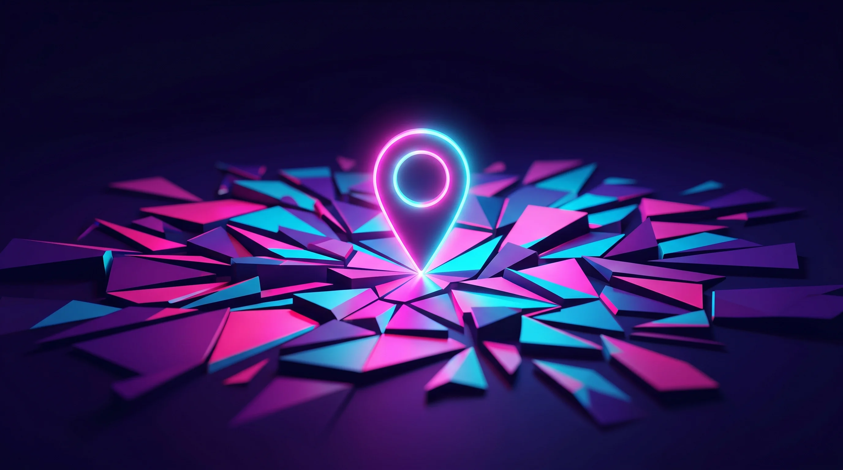 Digital illustration for article section "A Crowded, Fragmented Battlefield" in "JustAI Raises $17M Series A for AI-Powered Marketing Platform" - A conceptual and modern illustration featuring a single, elegant glowing navigational map pin restin...