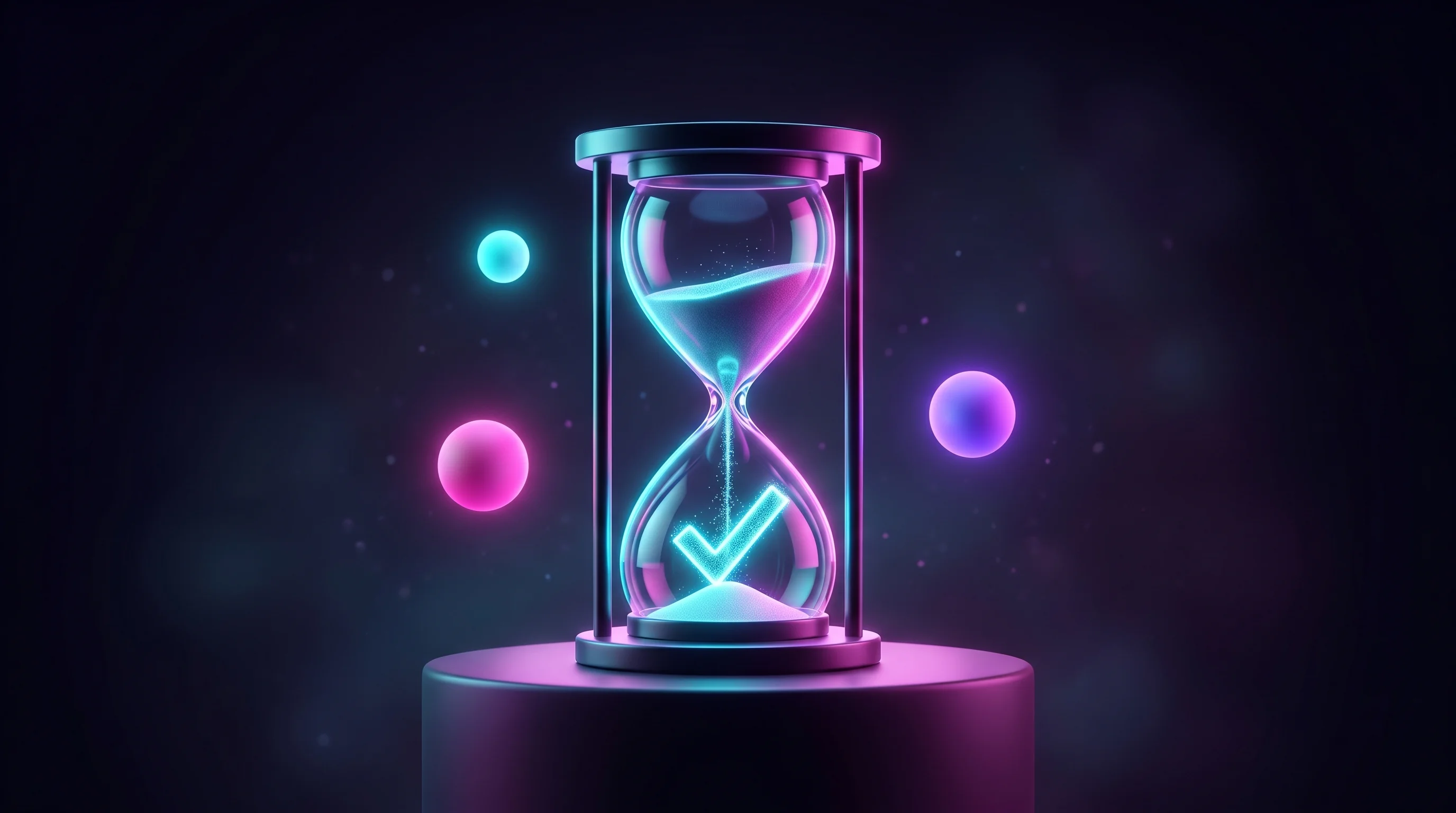 Digital illustration for article section "The Customers Weigh In" in "JustAI Raises $17M Series A for AI-Powered Marketing Platform" - A sleek, minimalist modern hourglass resting on a smooth, uncluttered pedestal, symbolizing rapid, s...