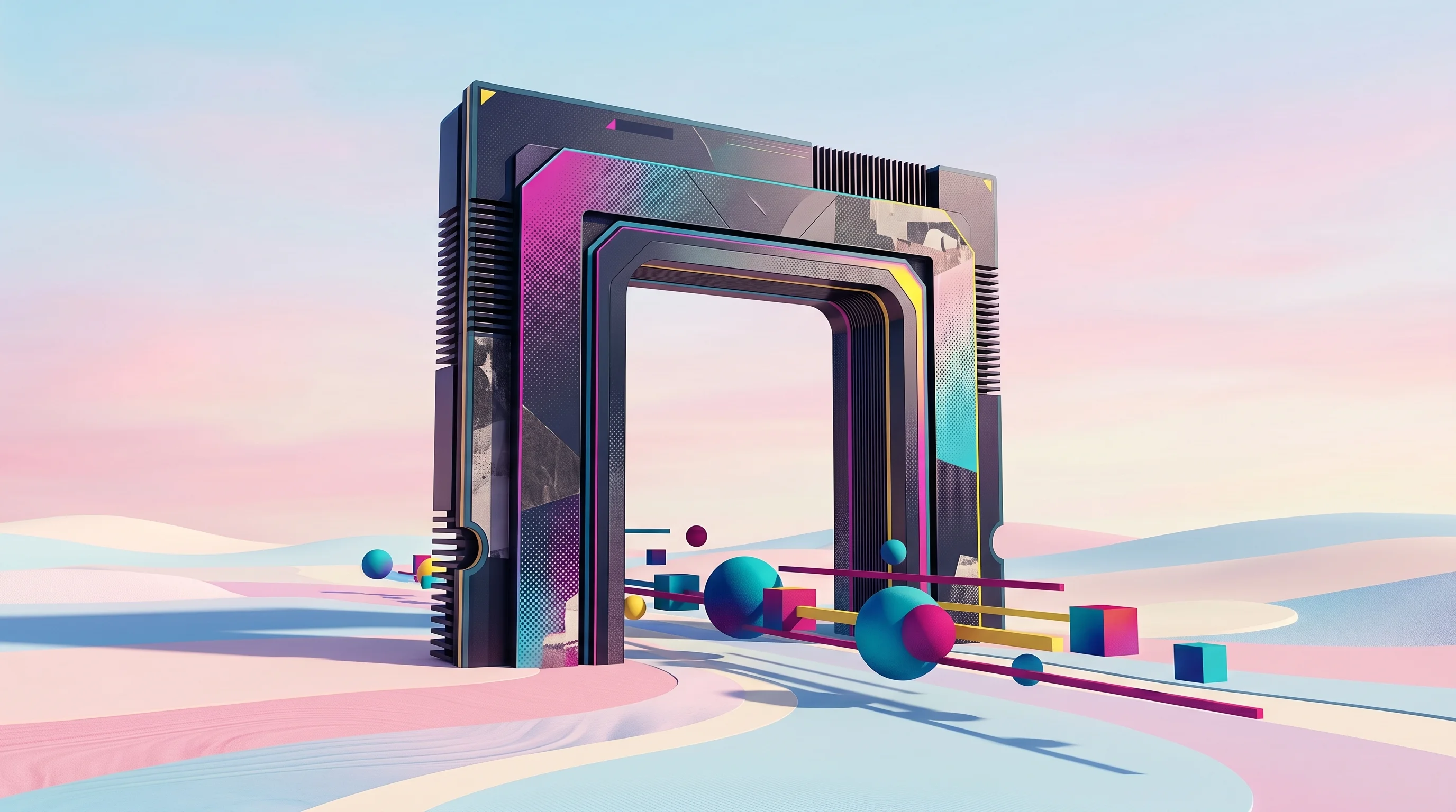 Digital illustration for article section "Infrastructure: Enabler and Bottleneck" in "Inside Aster Lab: How 2 Founders Built an Autonomous Research System" - A conceptual, minimalist composition featuring a sleek, modern GPU microchip standing as a towering,...