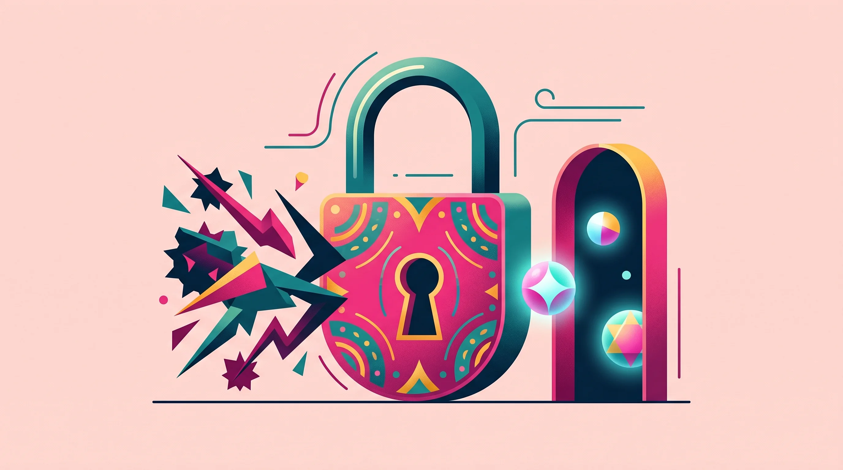 Digital illustration for article section "Security Posture: Paranoid by Design" in "Zod Creator Launches Nub, a Bun-Like Toolkit That Augments Node.js" - A conceptual, minimal illustration representing a "paranoid by design" security posture, featuring a...