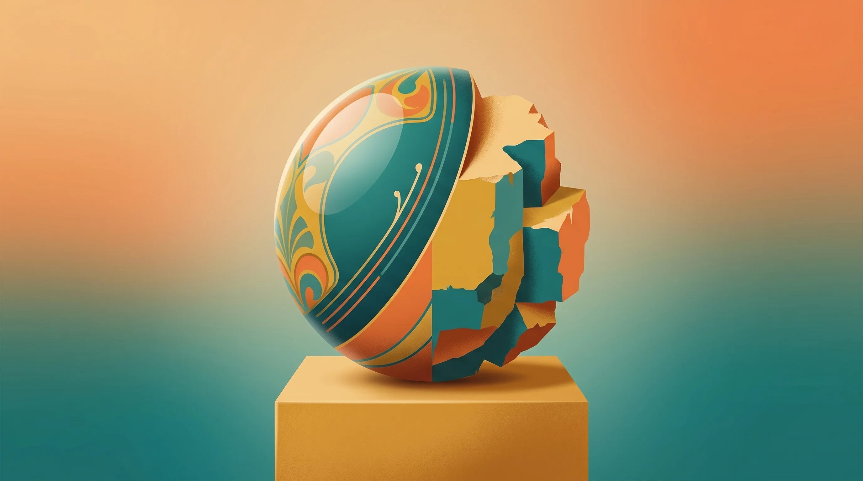 Digital illustration for article section "Early Days, Rough Edges" in "Zod Creator Launches Nub, a Bun-Like Toolkit That Augments Node.js" - A conceptual, minimal composition featuring a single abstract geometric shape resting on a simple, u...