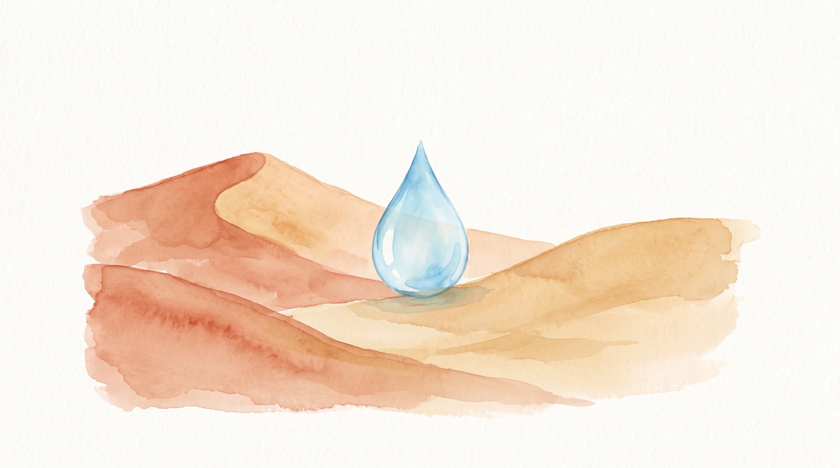 Digital illustration for article section "The Hard Part" in "Wayout Water Raises $2.8M Extension to Scale Plastic-Free Water Tech" - A minimalist and conceptual illustration of a single, oversized, crystal-clear water droplet gently ...
