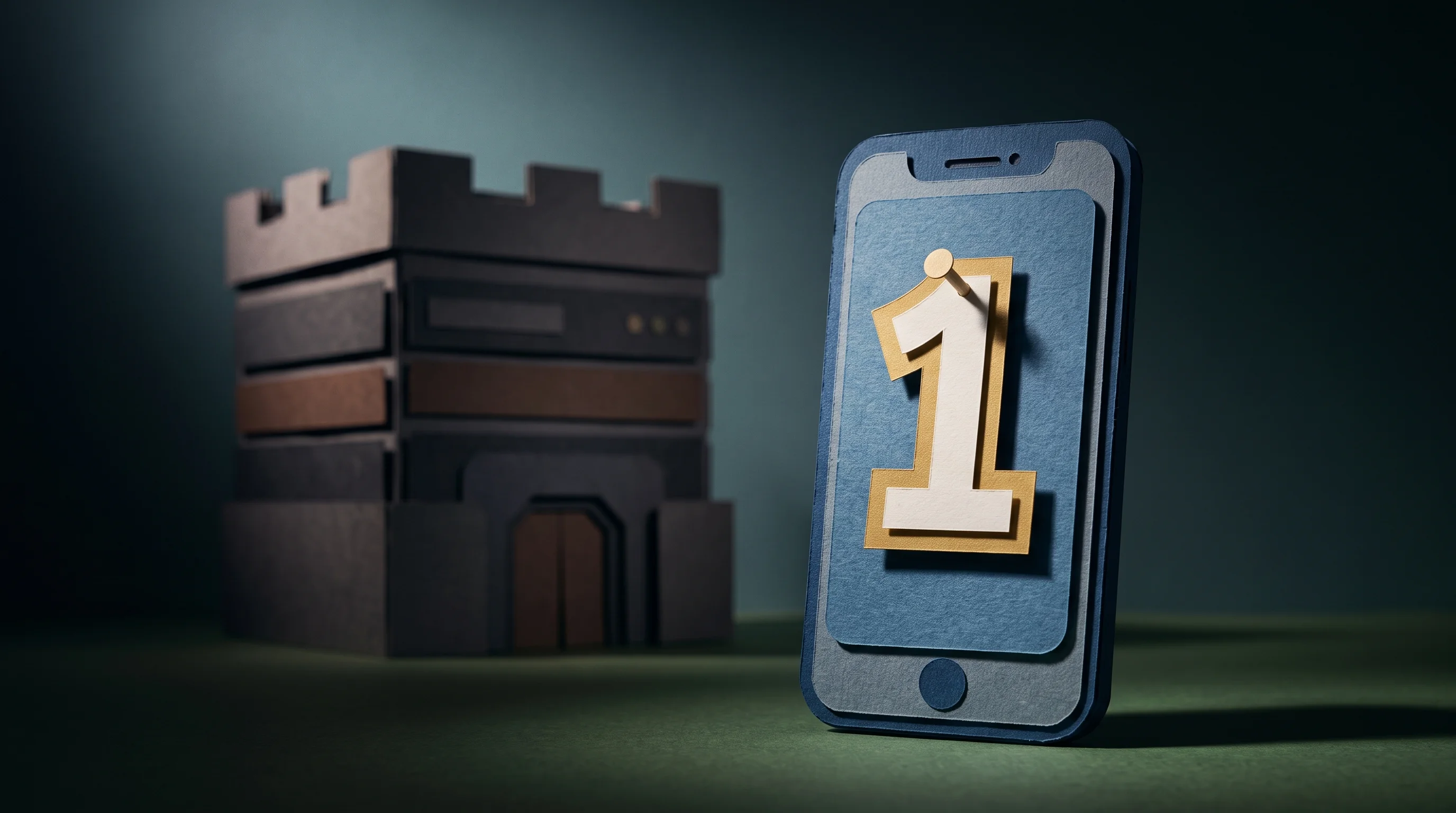 Digital illustration for article section "First, or Not" in "Eustella Launches Europe's First Sovereign AI Agent Platform" - A conceptual 3D papercraft diorama illustrating a contested technological milestone, featuring a sty...