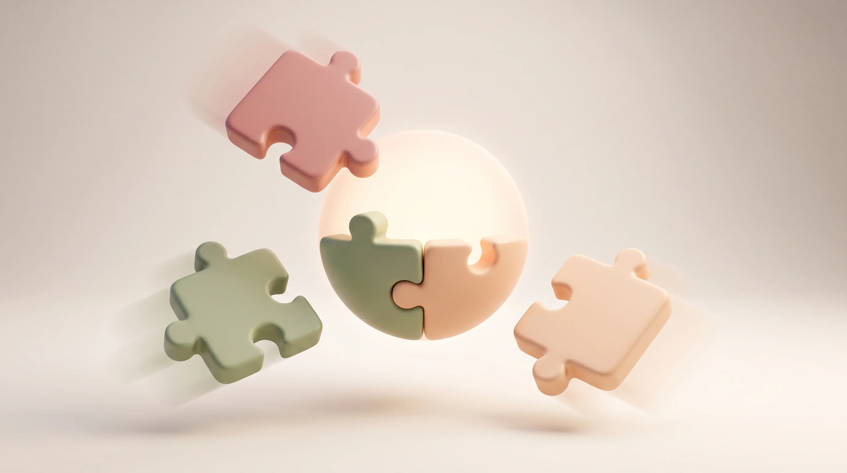 Digital illustration for article section "Convergent Evolution" in "YC-Backed Interfaze Fuses CNNs with LLMs for Deterministic AI Tasks" - A conceptual 3D illustration symbolizing convergent evolution, featuring three distinct, adorable, r...