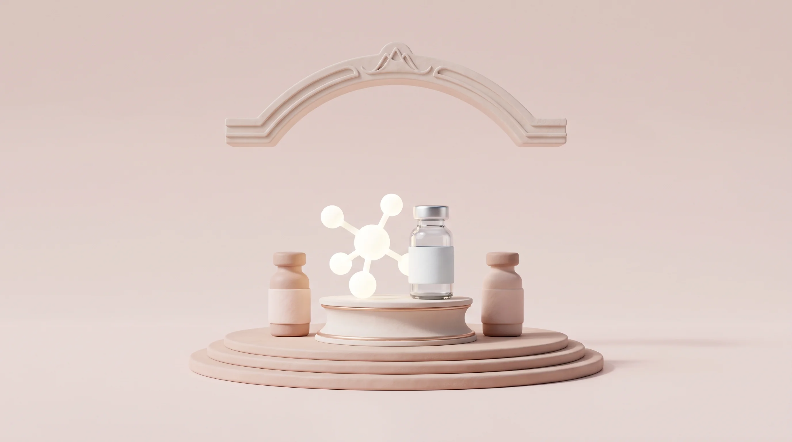 Digital illustration for article section "The Long Game" in "SterileState Secures $10.8M Seed for Nitric Oxide Sterilization Tech" - A clean, minimalist 3D miniature model scene representing a forward-looking industry summit, featuri...